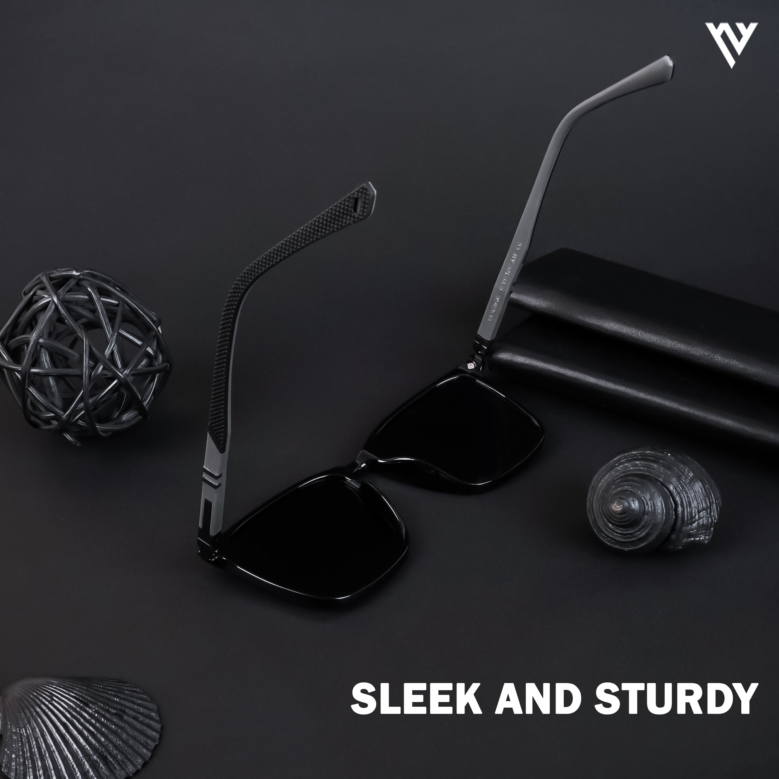 Shine Black Polarized Wayfarer Sunglasses (TR8077PMG4484)