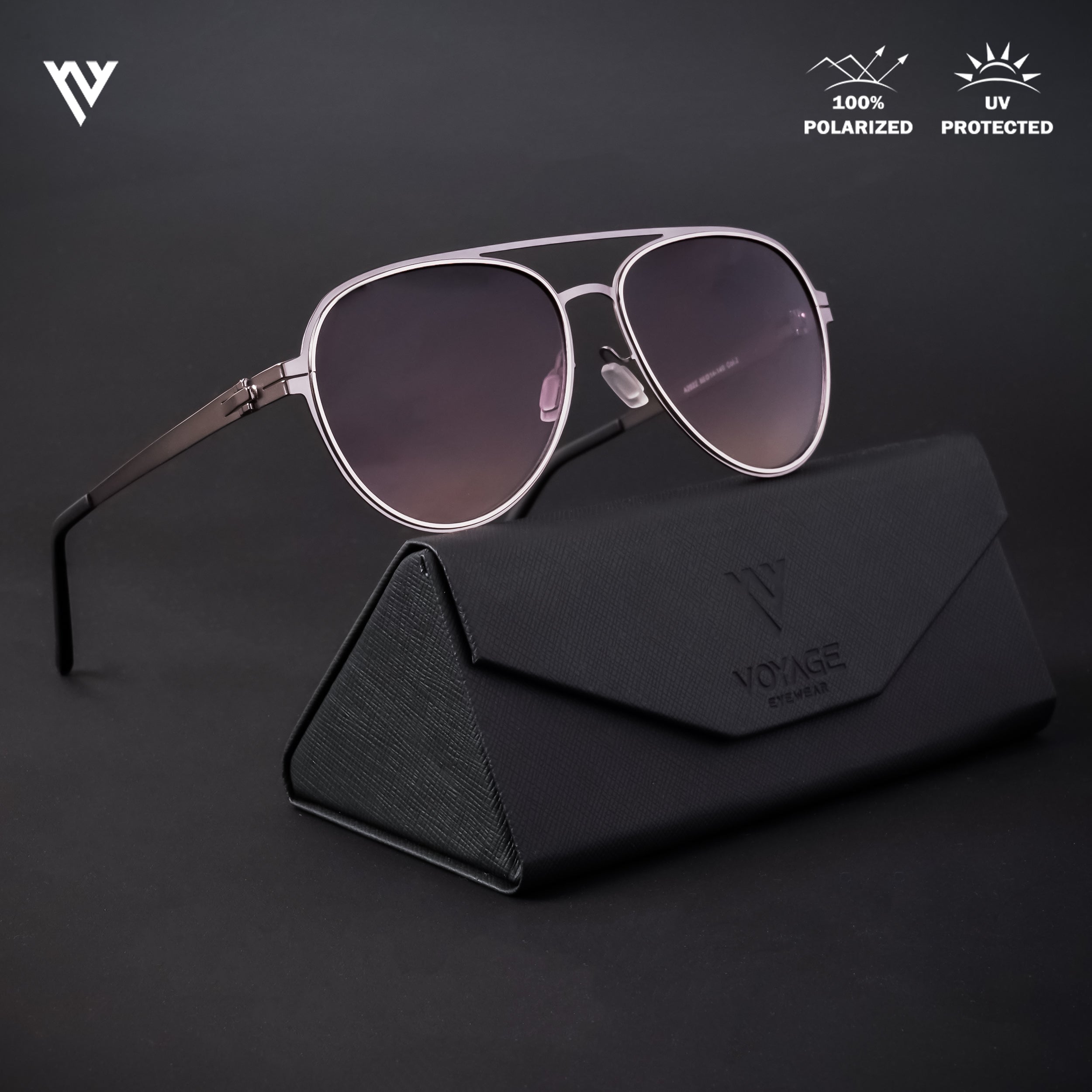 Silver Polarized Aviator Sunglasses - PMG4290