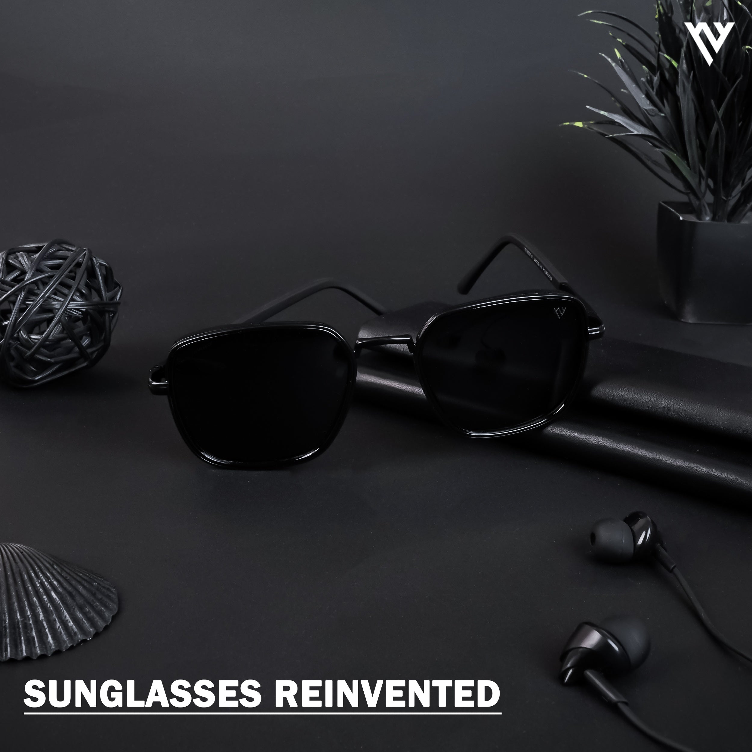 Voyage Exclusive Black Polarized Square Sunglasses for Men & Women (TR8007PMG4433)