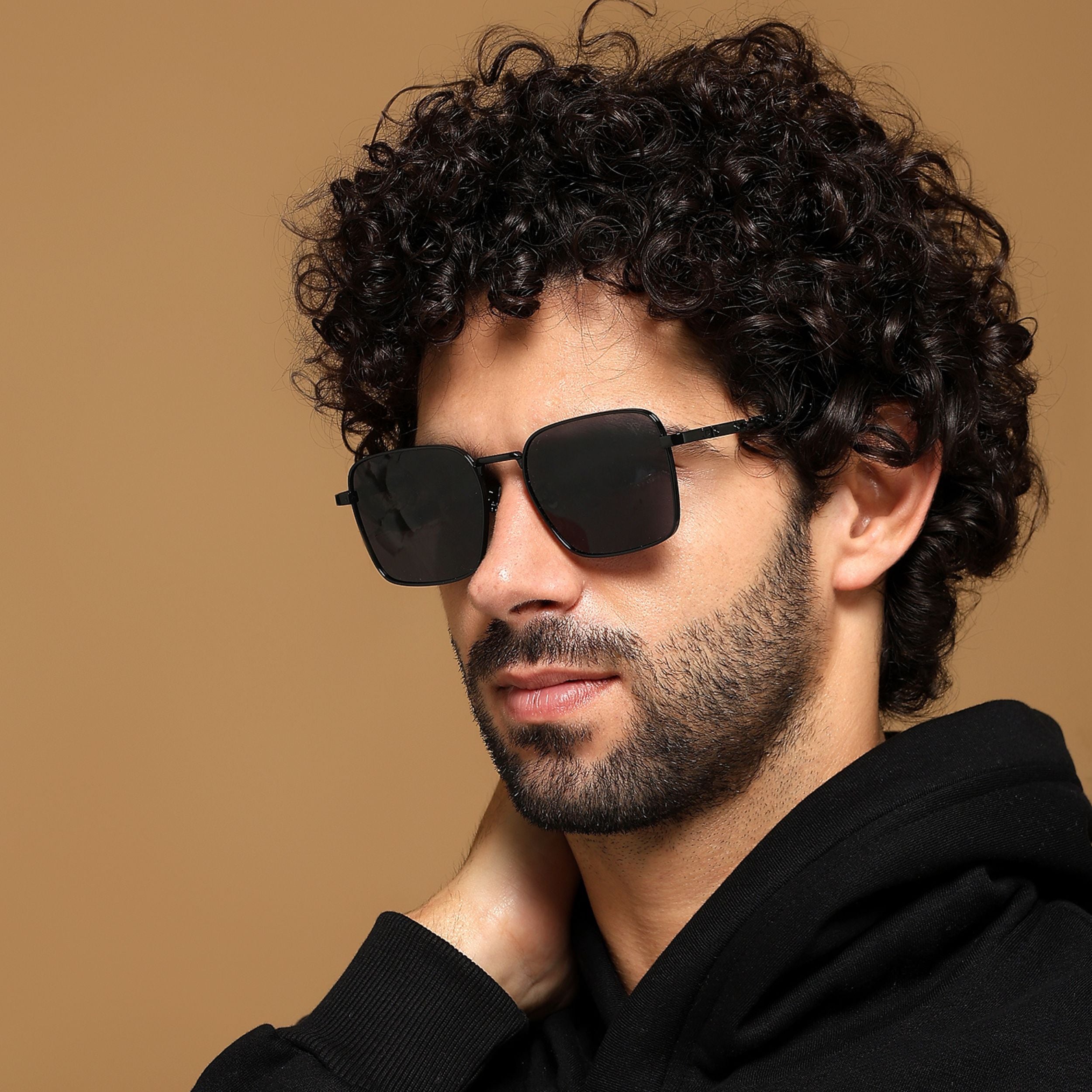 Square Sunglasses (Black Lens | Black Frame - MG6009)