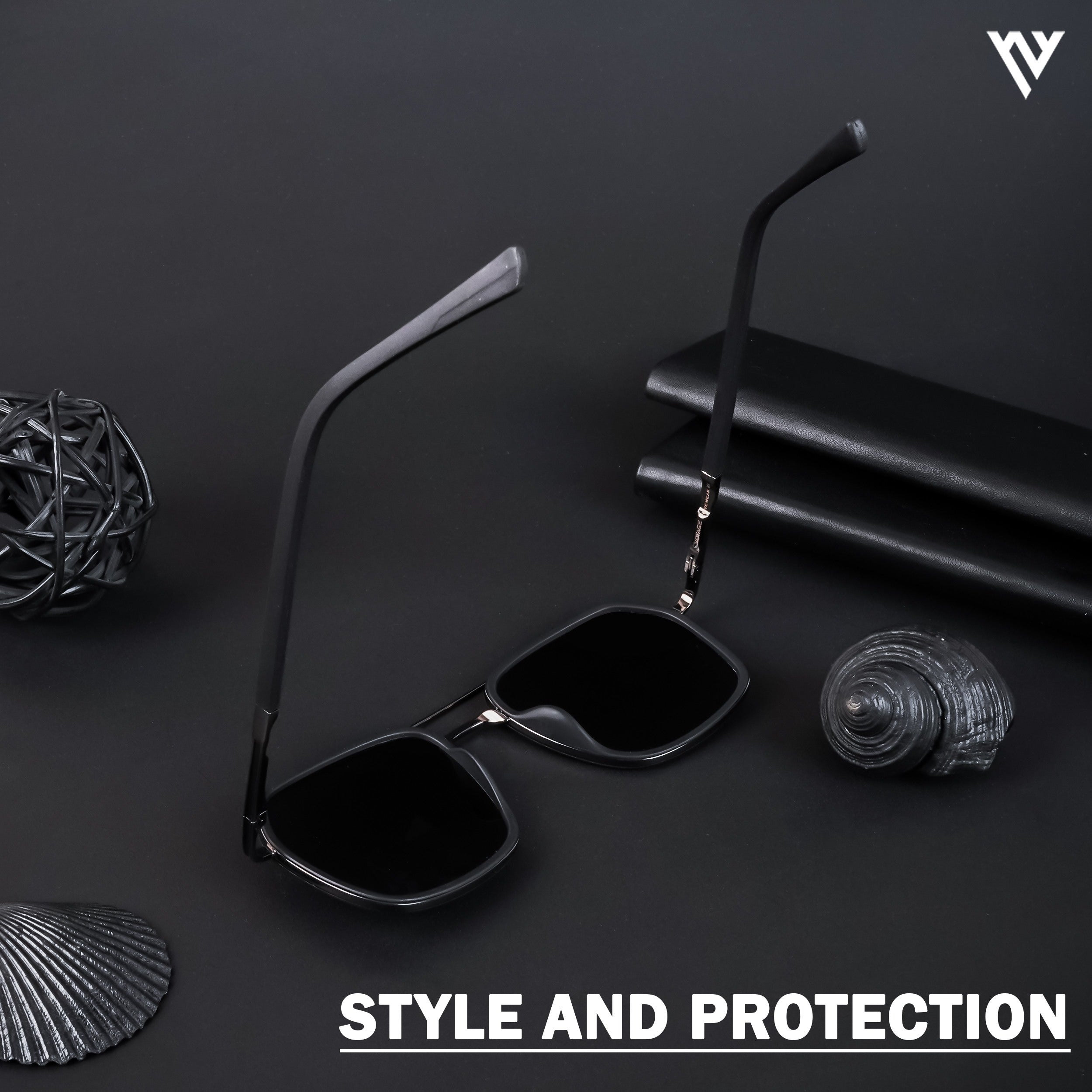Voyage Exclusive Grey & Black Polarized Wayfarer Sunglasses for Men & Women - PMG4481