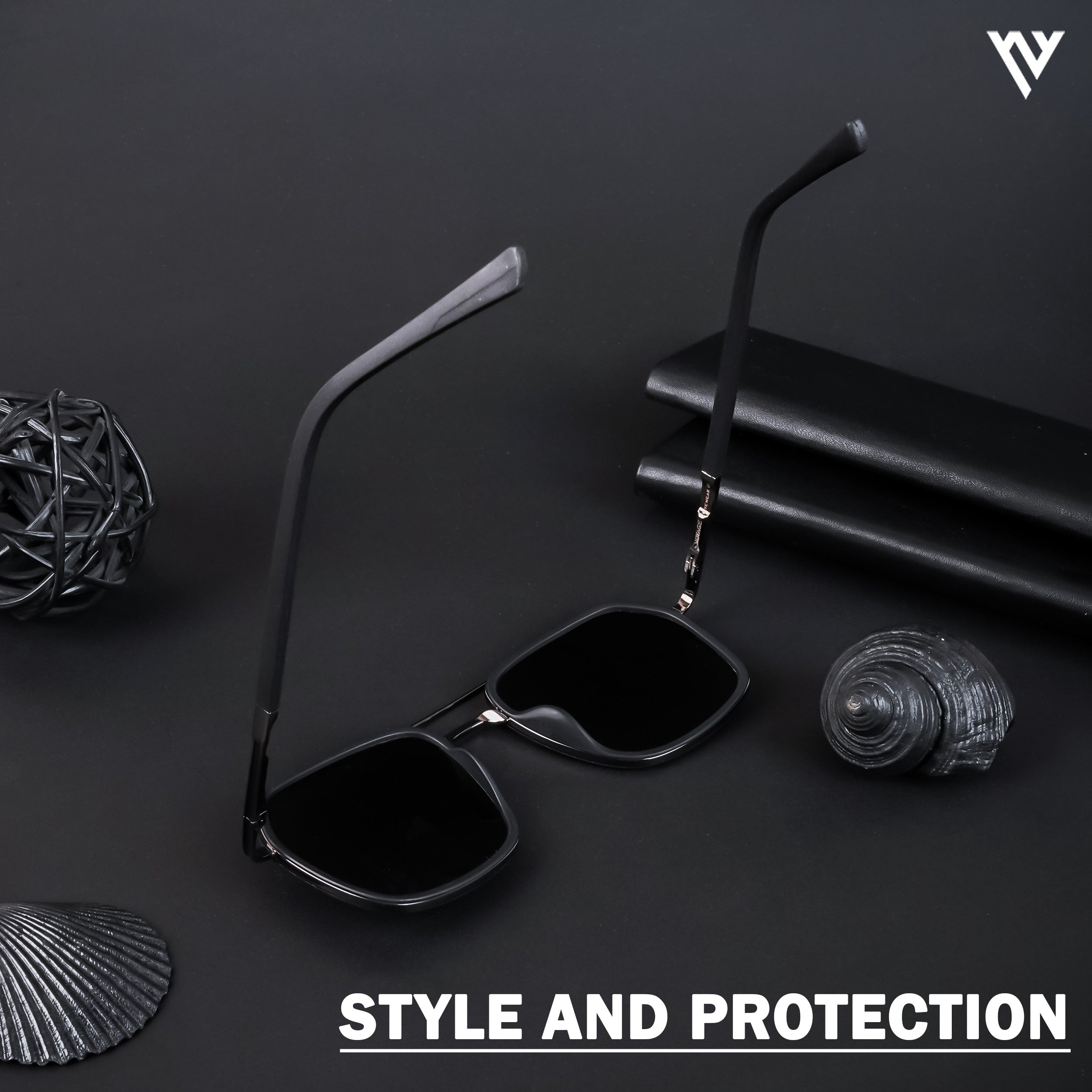 Voyage Exclusive Grey & Black Polarized Wayfarer Sunglasses for Men & Women (TR8054PMG4481)