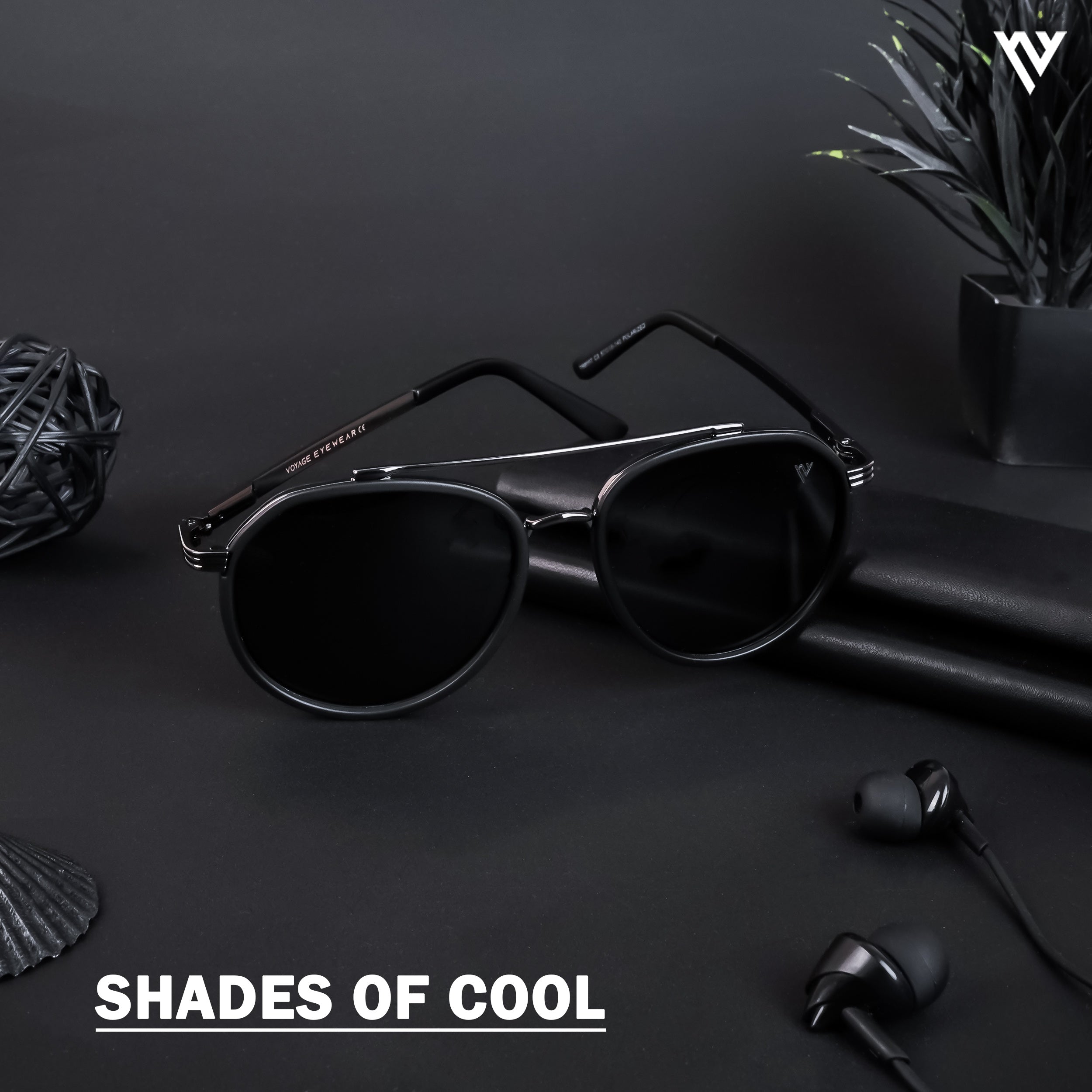 Voyage Exclusive Grey & Black Polarized Round Sunglasses for Men & Women (TR8087PMG4313)