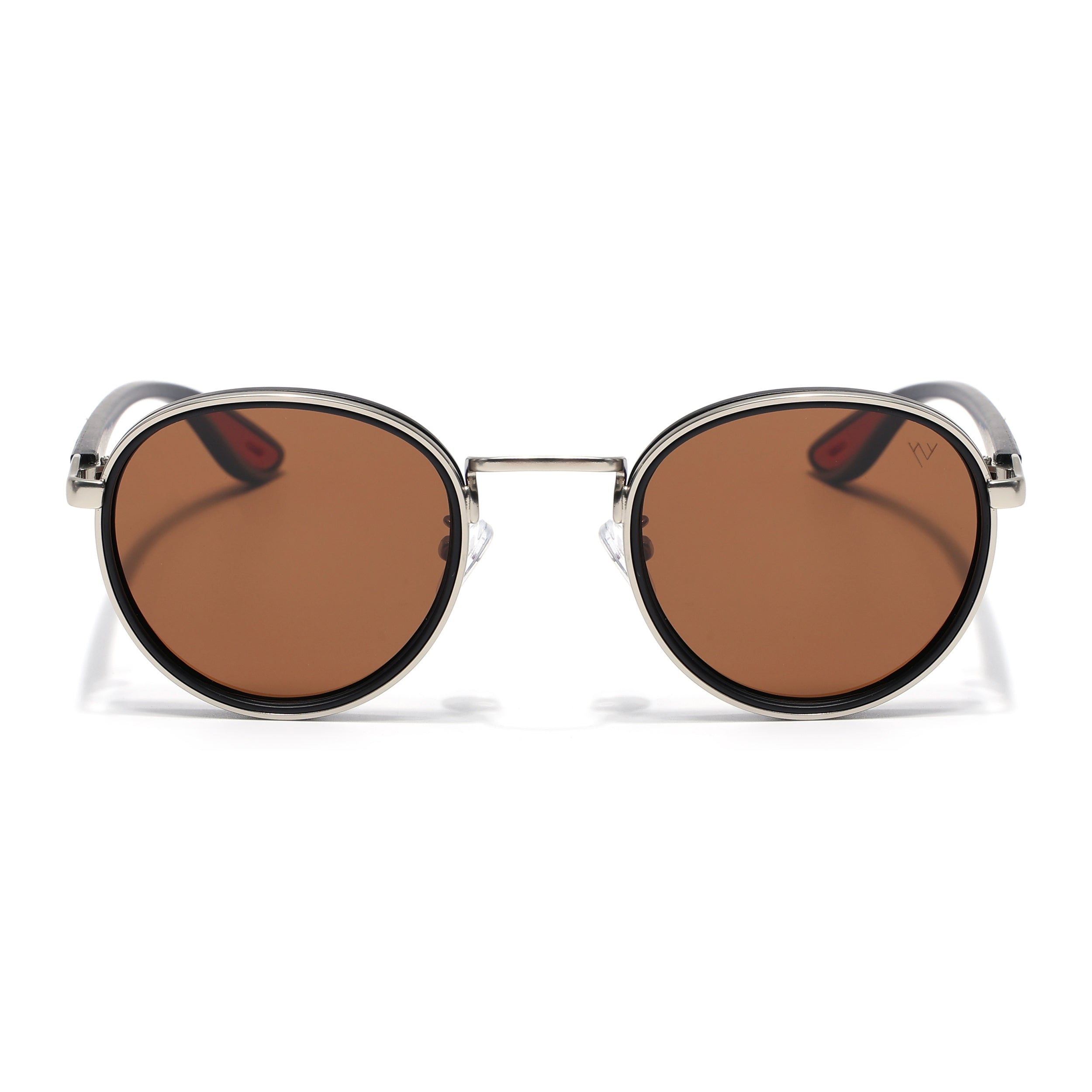 Pilot | Silver Round Polarized Sunglasses | Brown Lens  - PMG6674