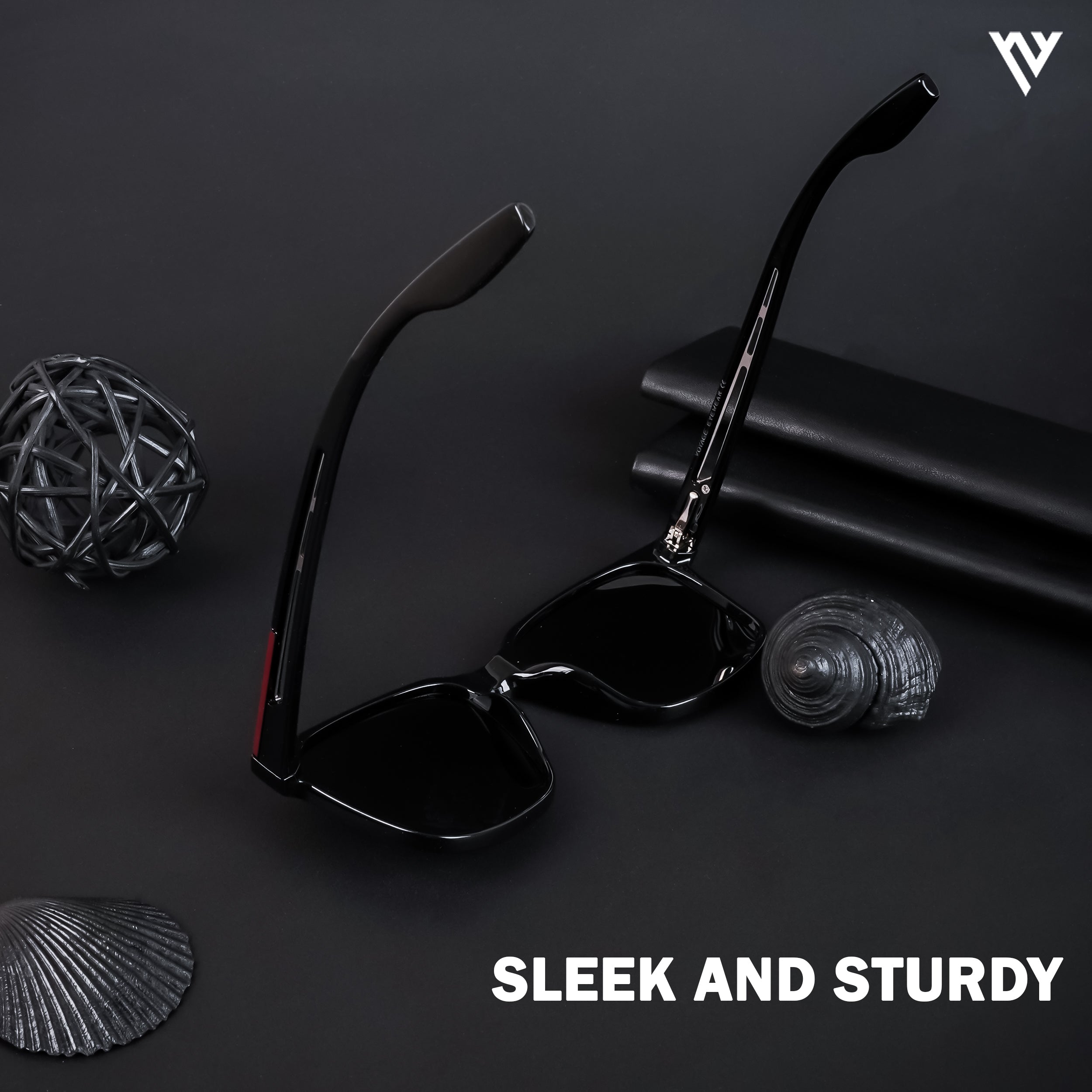 Voyage Exclusive Shine Black Polarized Wayfarer Sunglasses for Men & Women (TR8096PMG4487)