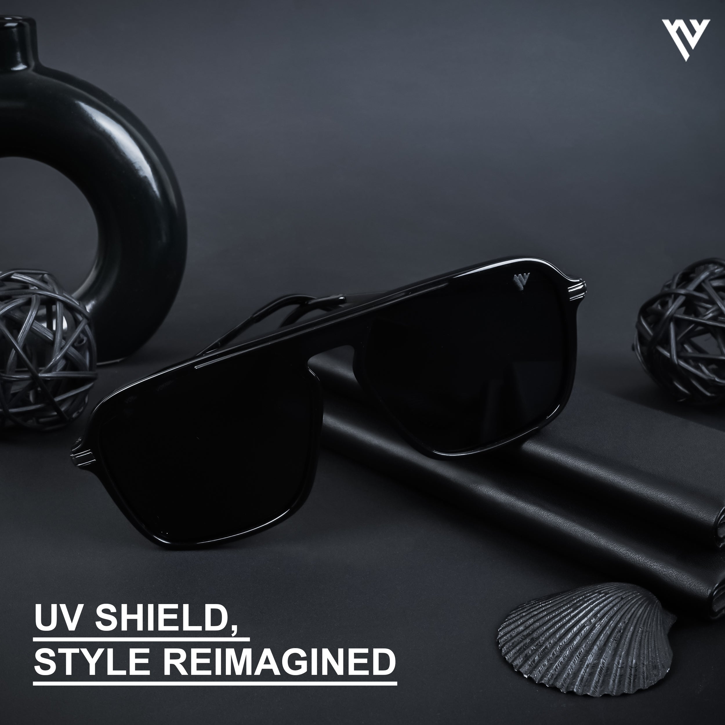 Aether | Black Polarized Wayfarer Sunglasses - PMG4578