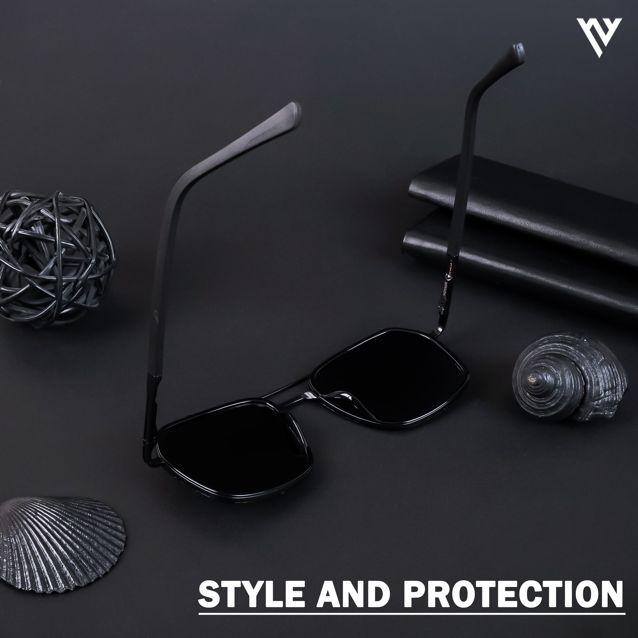 Voyage Exclusive Black Polarized Wayfarer Sunglasses for Men & Women (TR8054PMG4479)