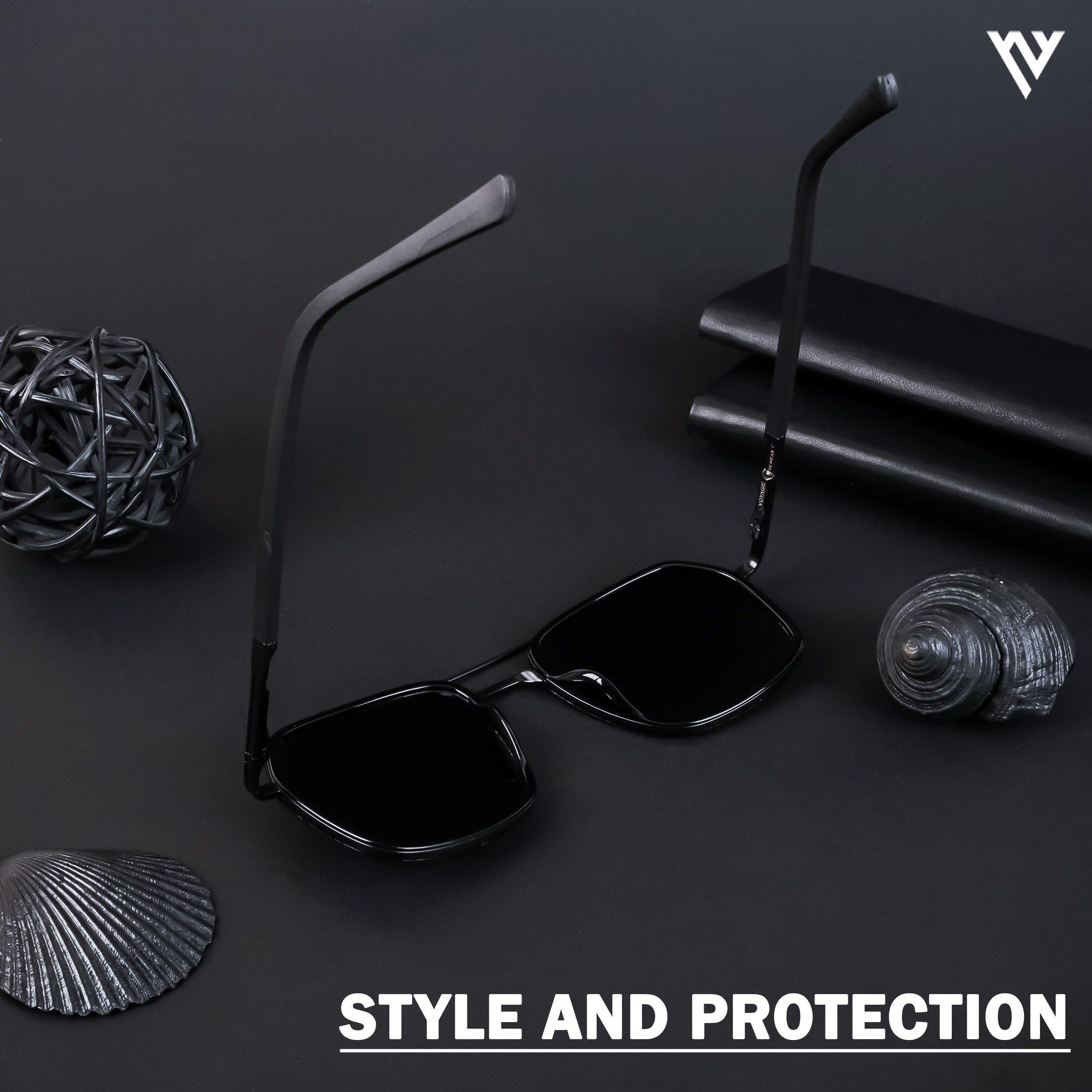 Voyage Exclusive Black Polarized Wayfarer Sunglasses for Men & Women - PMG4479