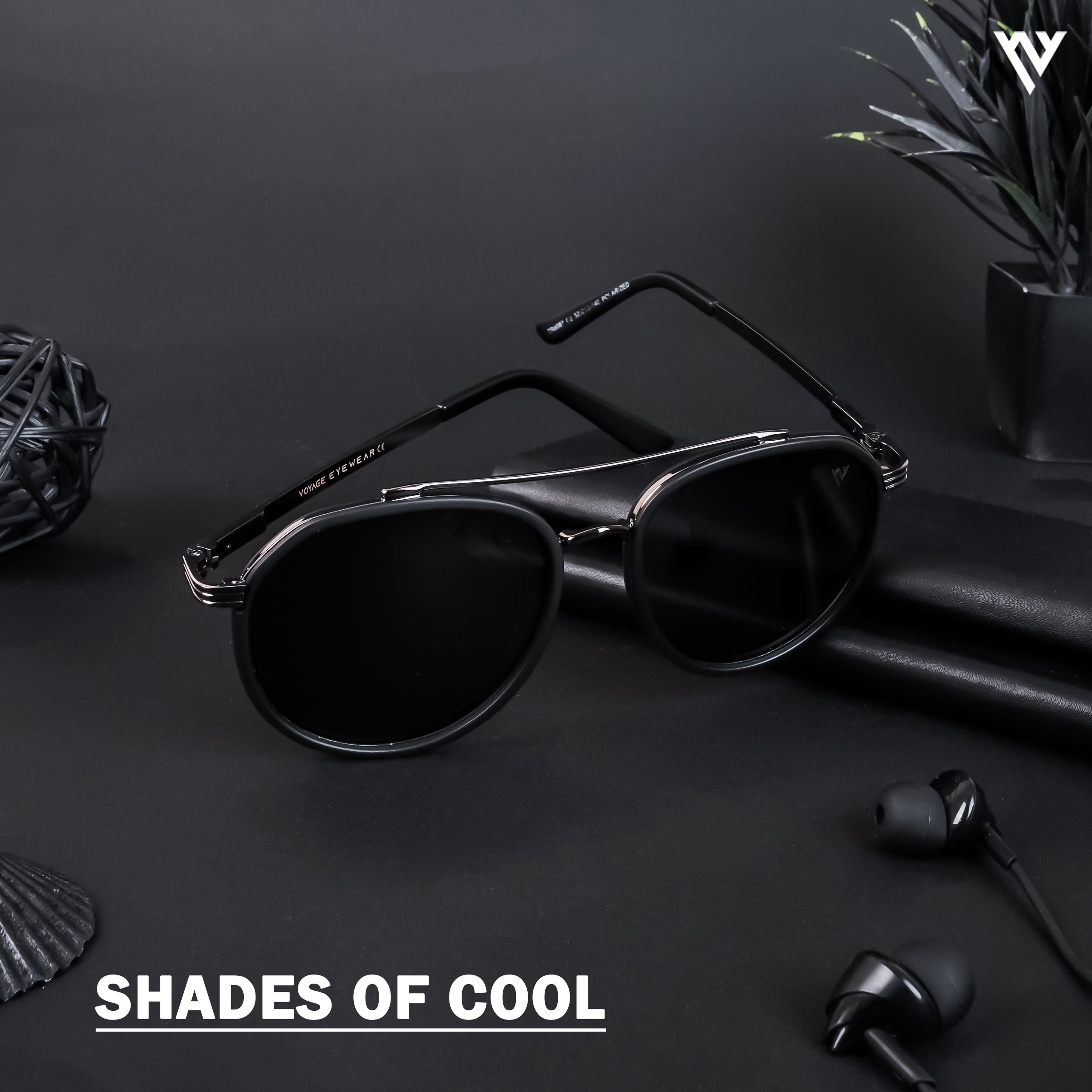 Voyage Exclusive Grey & Black Polarized Round Sunglasses for Men & Women (TR8087PMG4310)