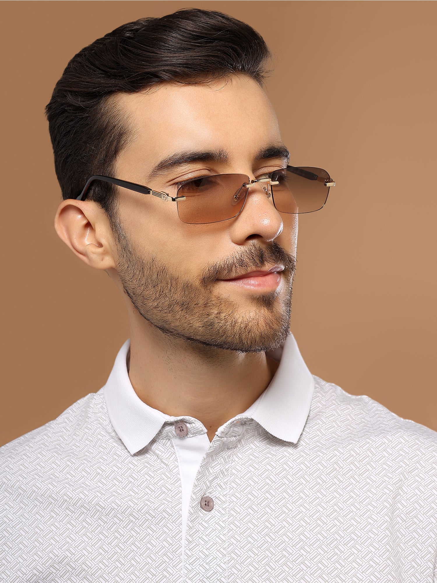 Satan | Light Brown Rimless Sunglasses | Golden Frame - MG6617