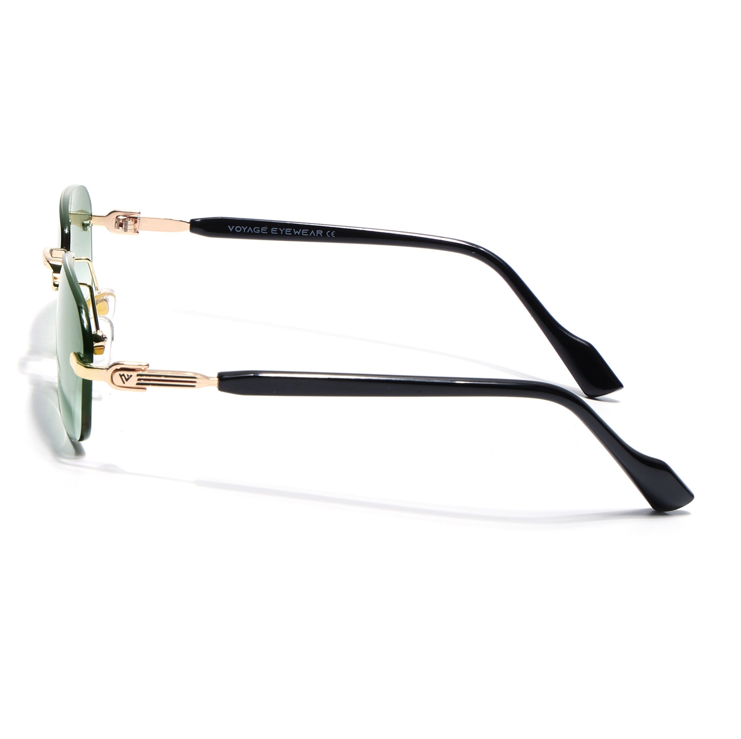 Satan | Emerland Green Rimless Sunglasses | Golden Frame - MG6620