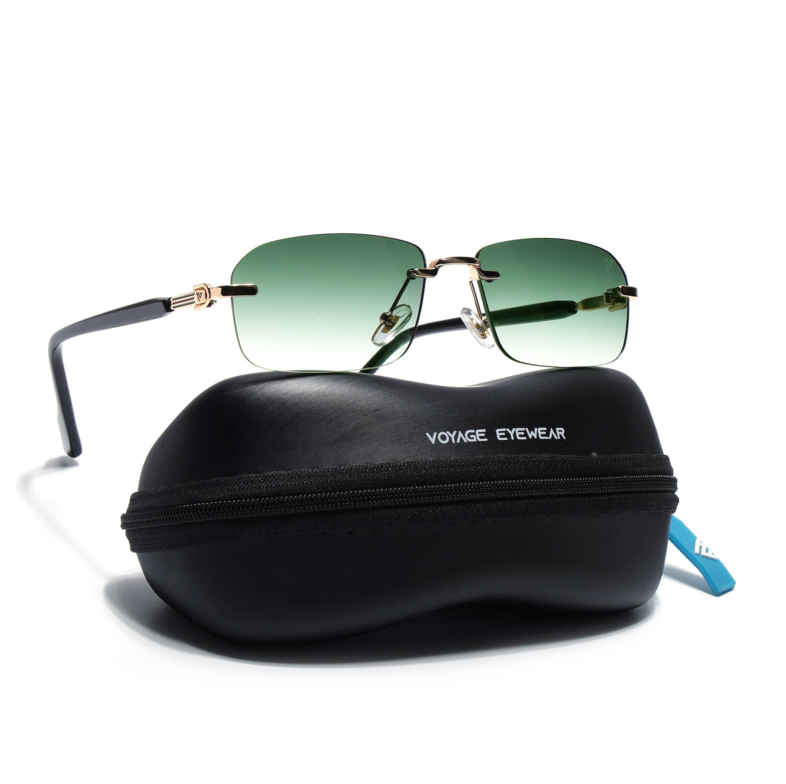 Satan | Emerland Green Rimless Sunglasses | Golden Frame - MG6620