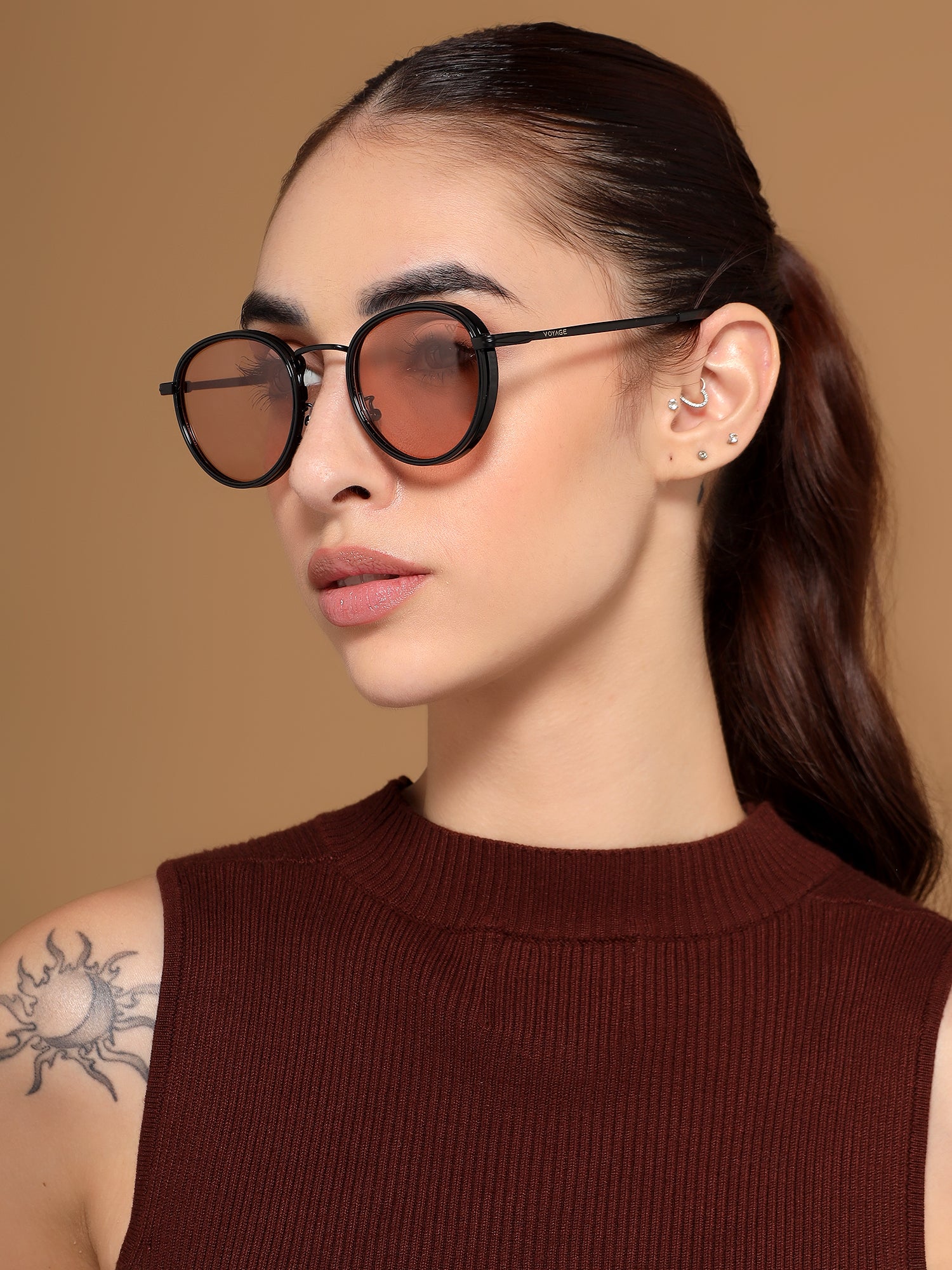 Captain | Light Yellow Round Polarized Sunglasses - PMG7252