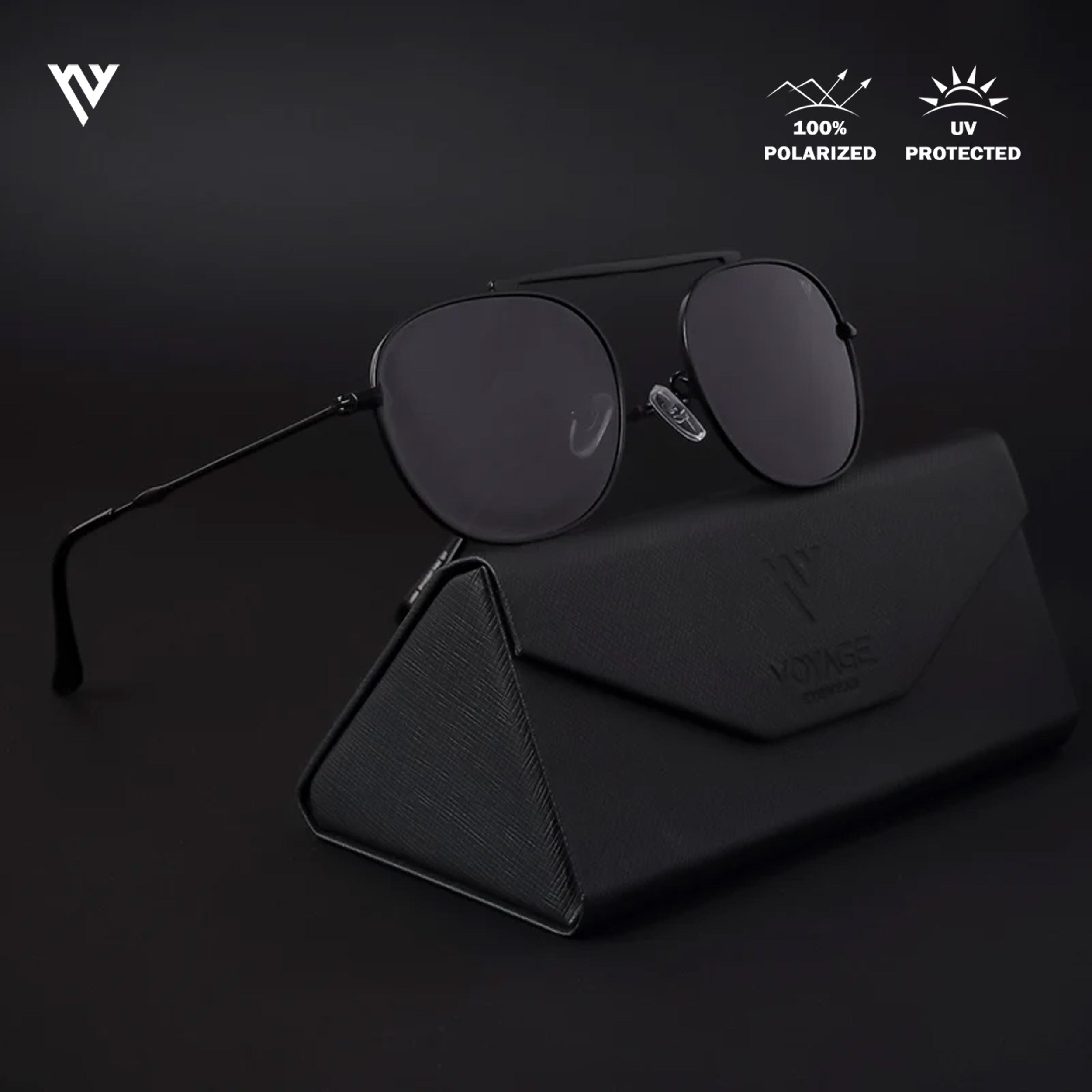 Twist | Black Polarized Round Sunglasses - PMG4145
