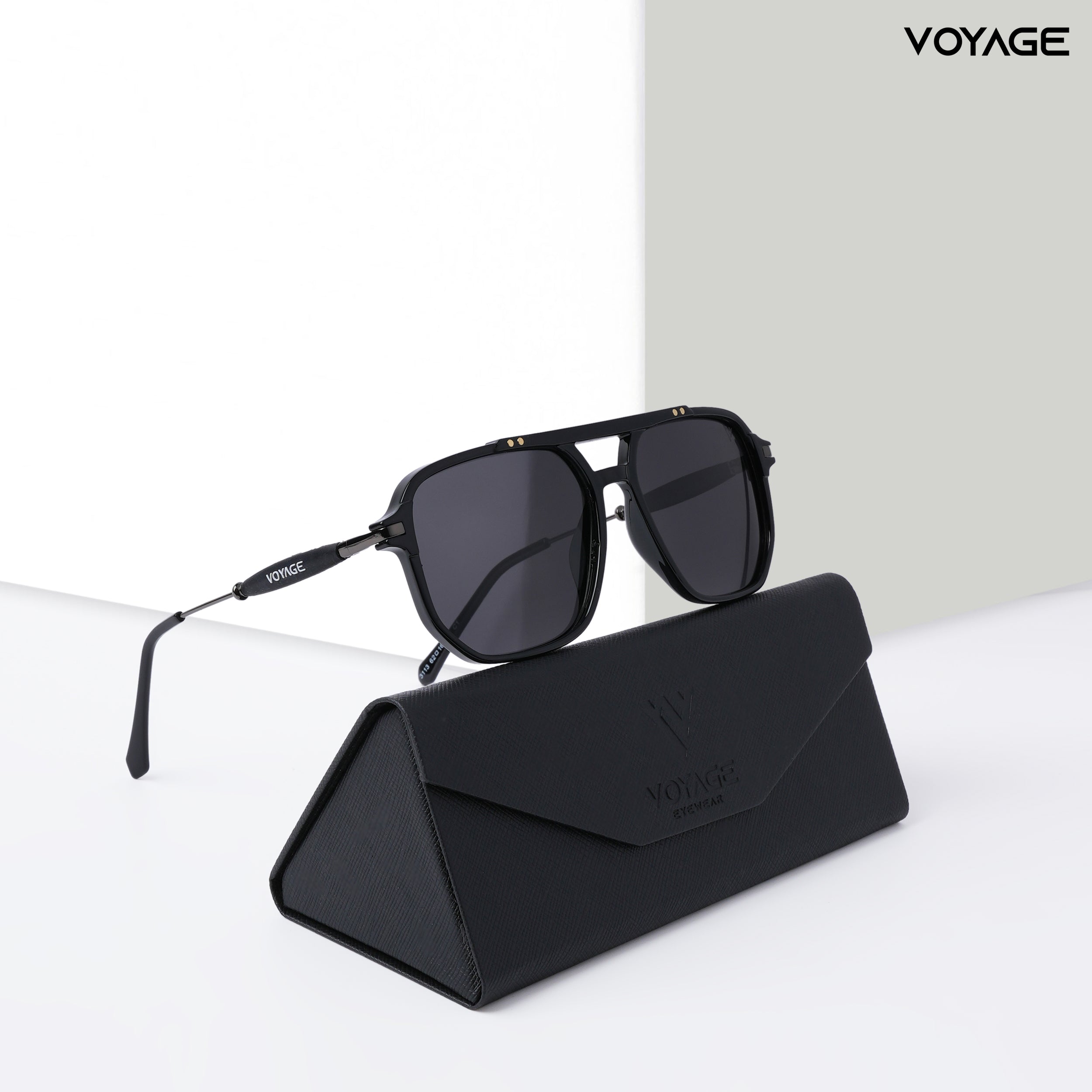 Voyage Exclusive Wayfarer Polarized Sunglasses for Men & Women (Shine Black Lens | Black Frame - PMG5440)