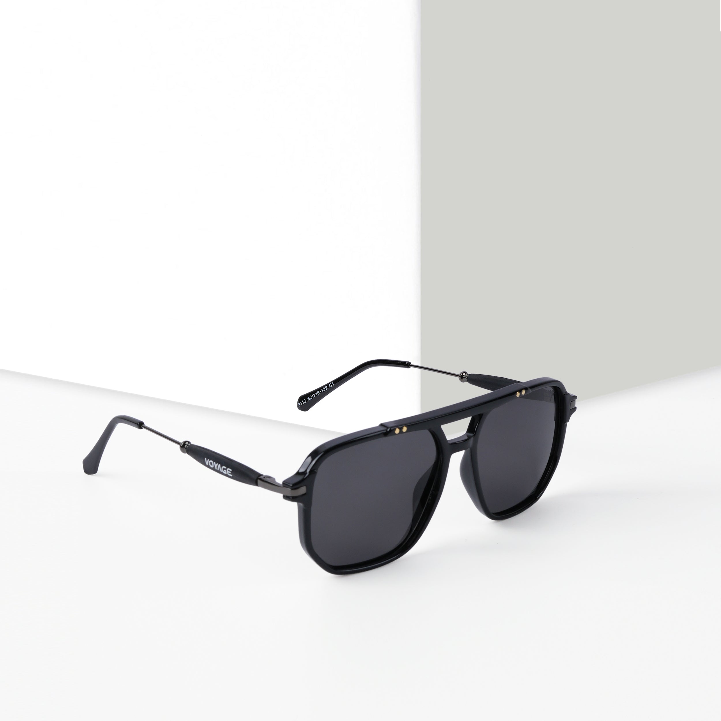 Voyage Exclusive Wayfarer Polarized Sunglasses for Men & Women (Shine Black Lens | Black Frame - PMG5440)