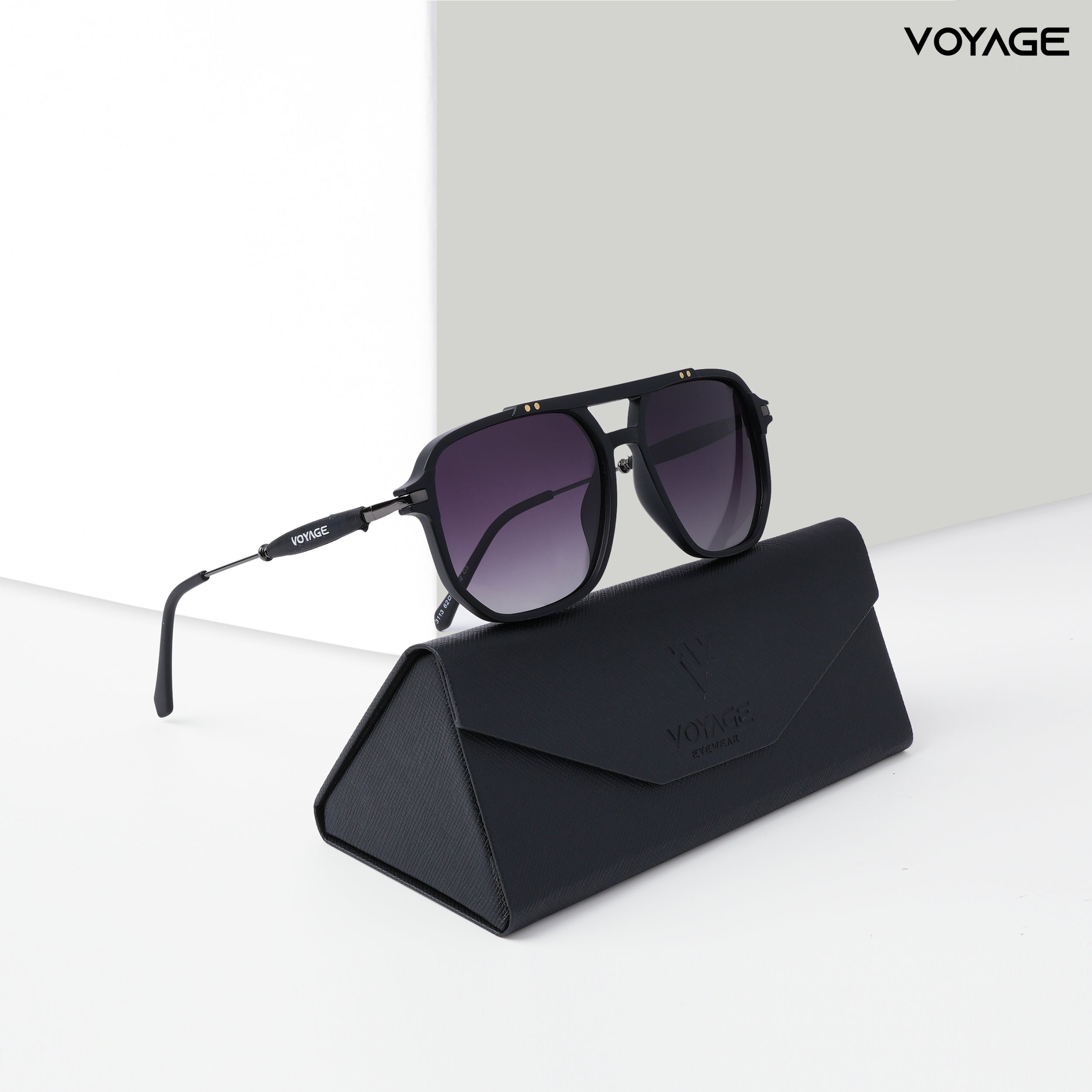 Voyage Exclusive Wayfarer Polarized Sunglasses for Men & Women (Matt Black Lens | Black Frame - PMG5441)