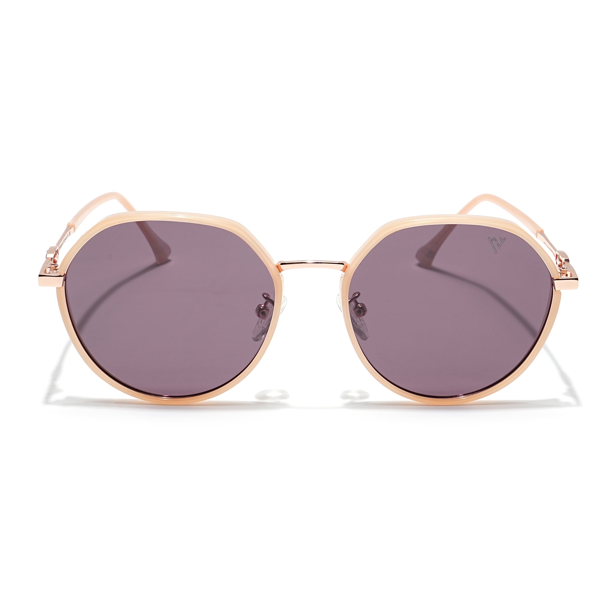 Voyage Select Round Sunglasses for Women (Brown Lens | Nude & Golden Frame - SLPMG6223)