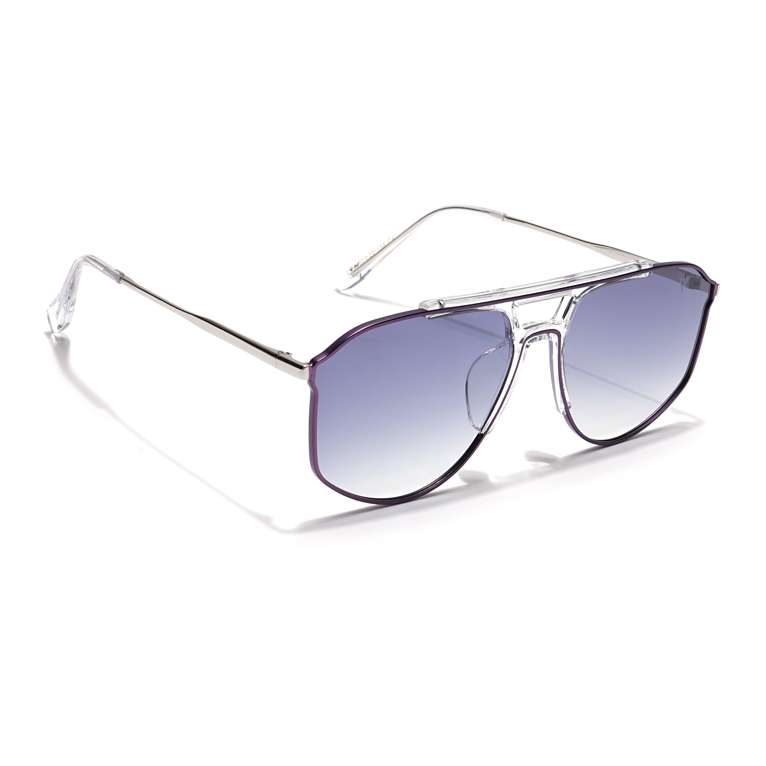 Voyage Select Wayfarer Sunglasses (Grey & Clear Lens | Purple & Transparent Frame - SLPMG6281)