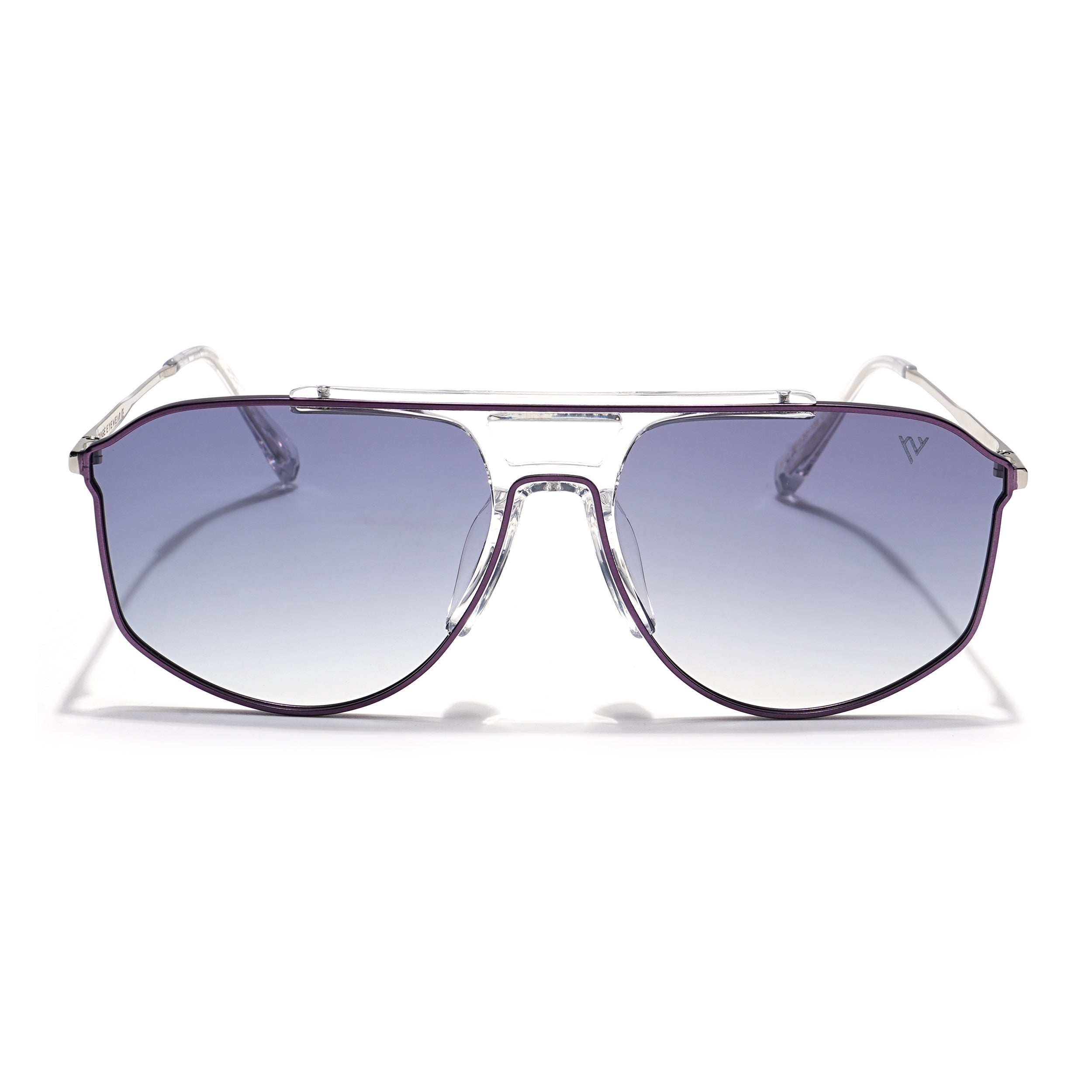 Voyage Select Wayfarer Sunglasses (Grey & Clear Lens | Purple & Transparent Frame - SLPMG6281)