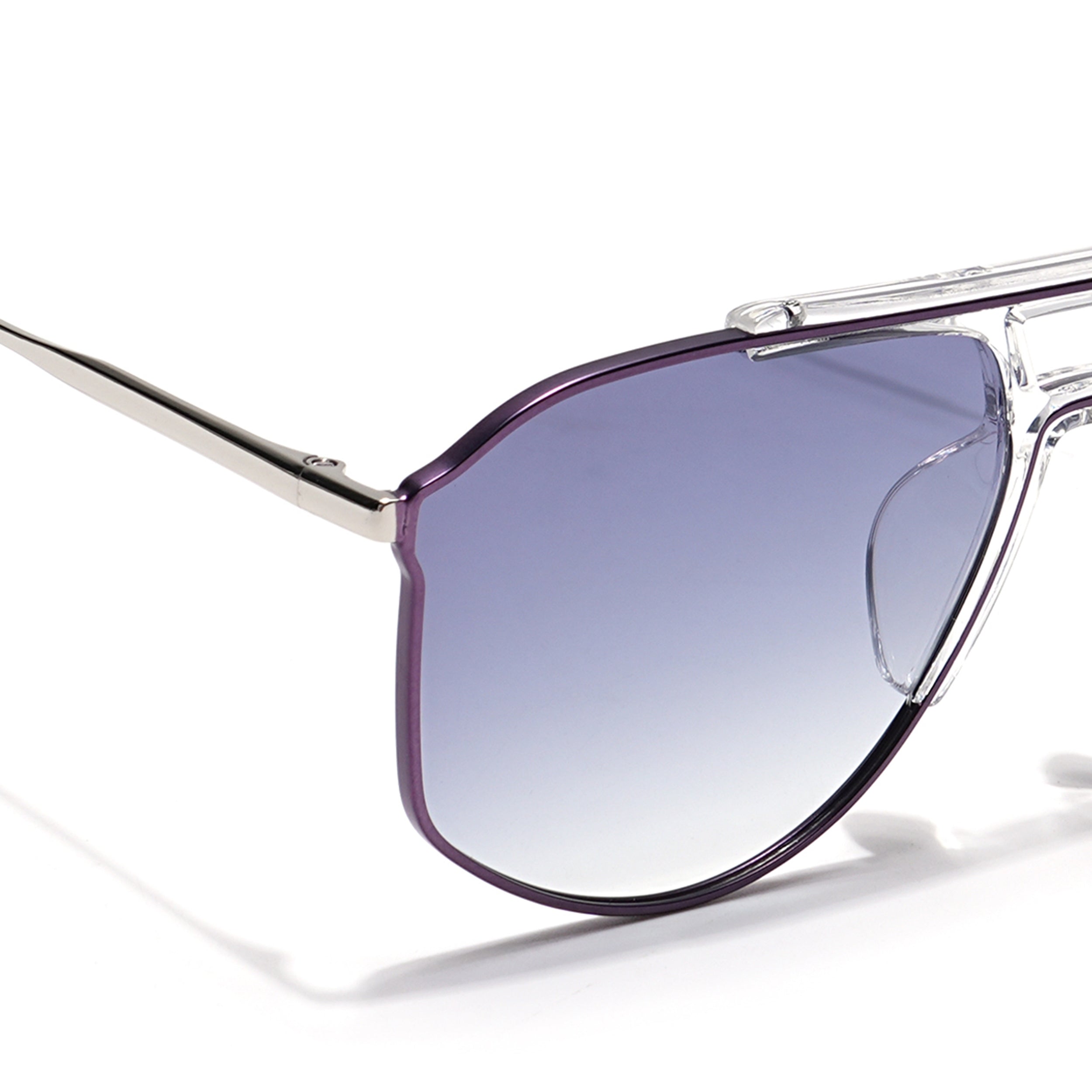 Voyage Select Wayfarer Sunglasses (Grey & Clear Lens | Purple & Transparent Frame - SLPMG6281)