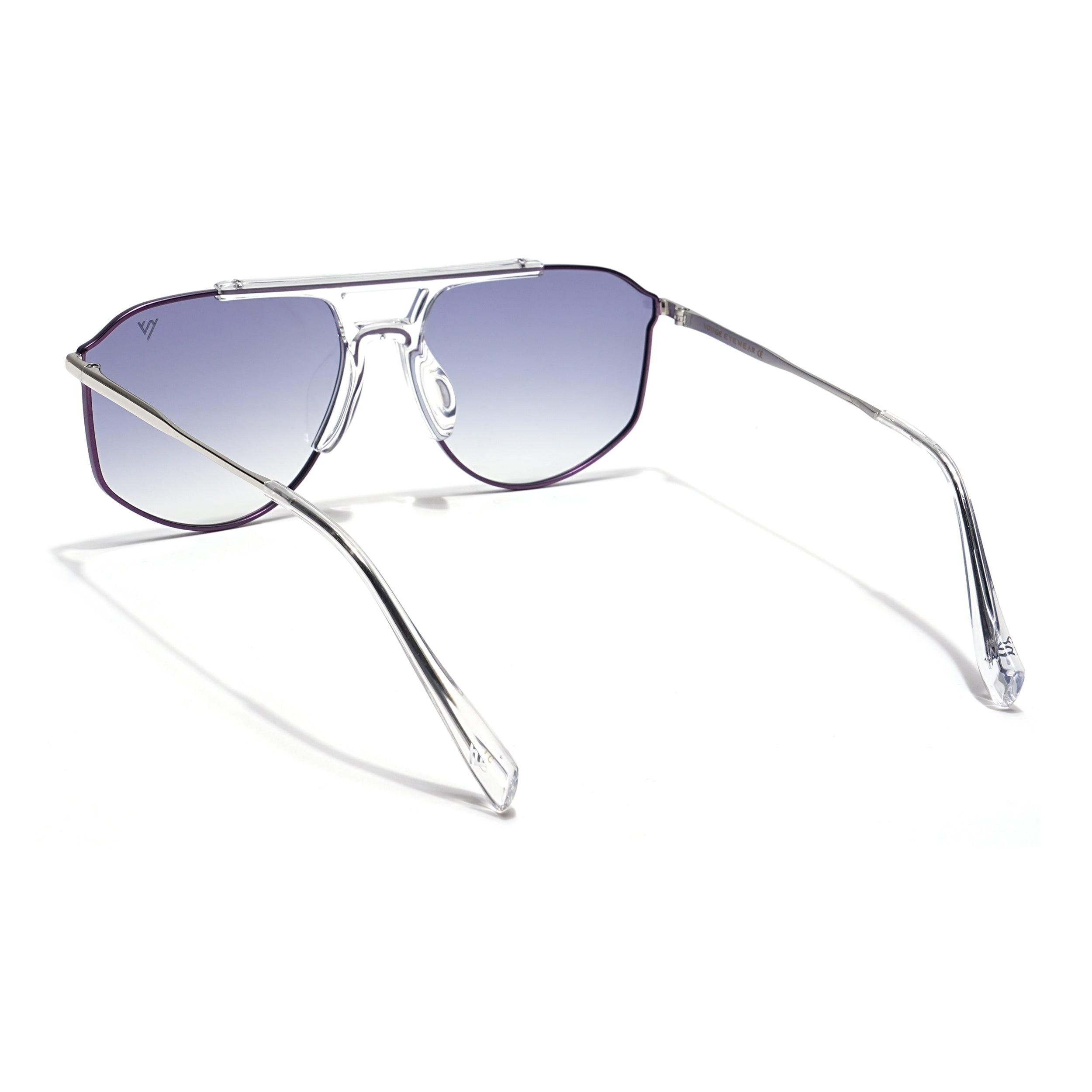 Voyage Select Wayfarer Sunglasses (Grey & Clear Lens | Purple & Transparent Frame - SLPMG6281)