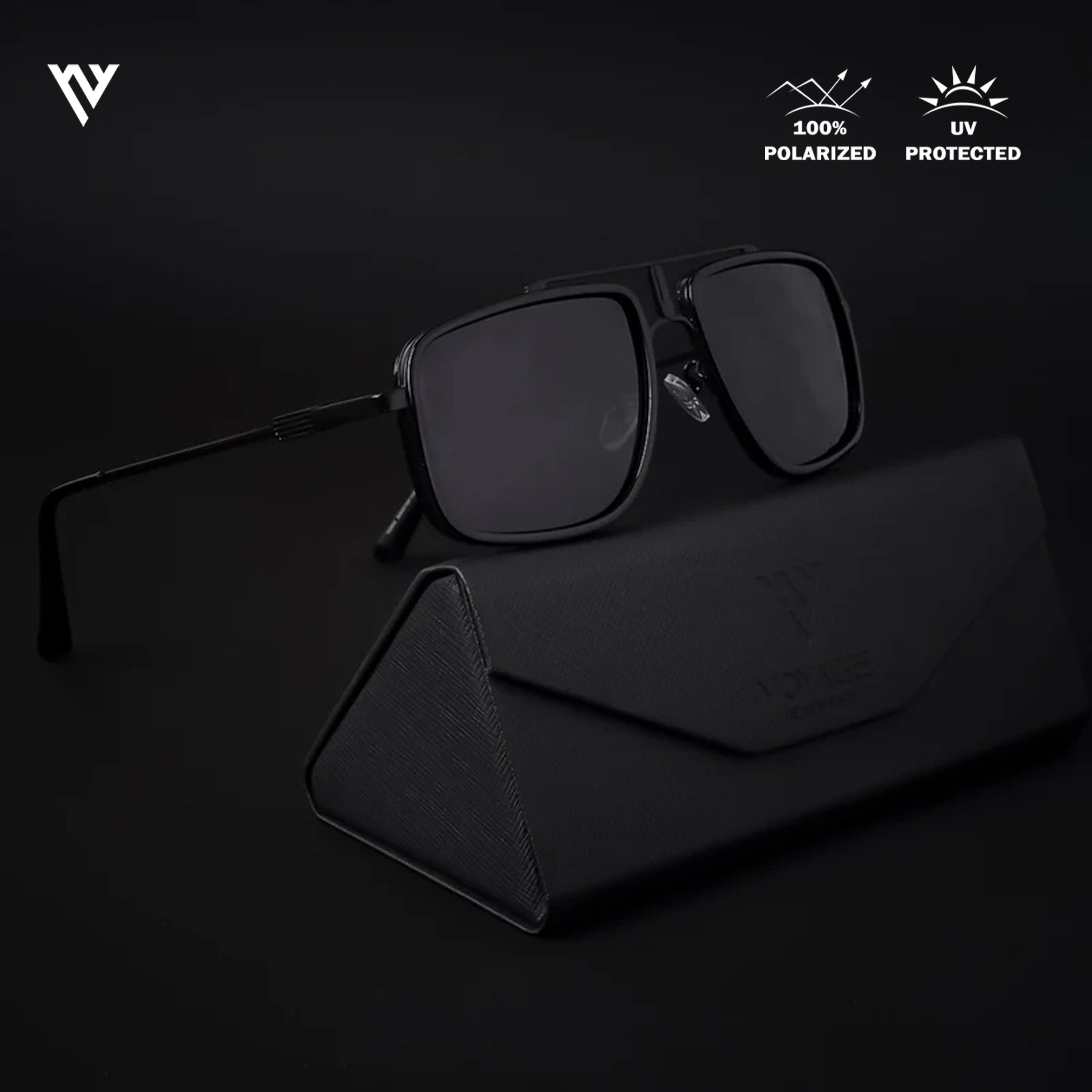 Voyage Exclusive Black Polarized Wayfarer Sunglasses for Men & Women - PMG4140