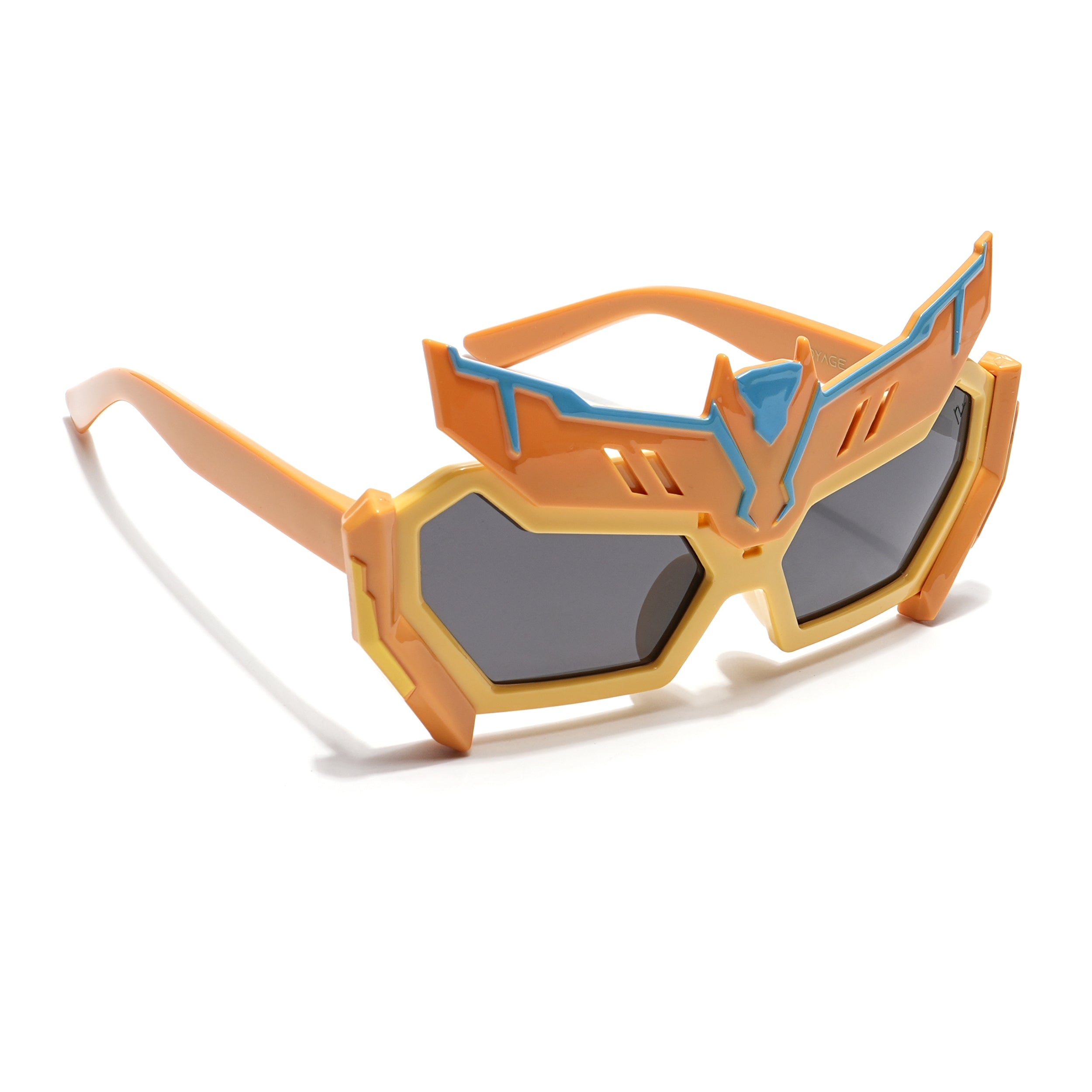 Rectangle Sunglasses for Kids -6 yrs To 12 yrs (Black Lens | Yellow Frame - PMG6075)