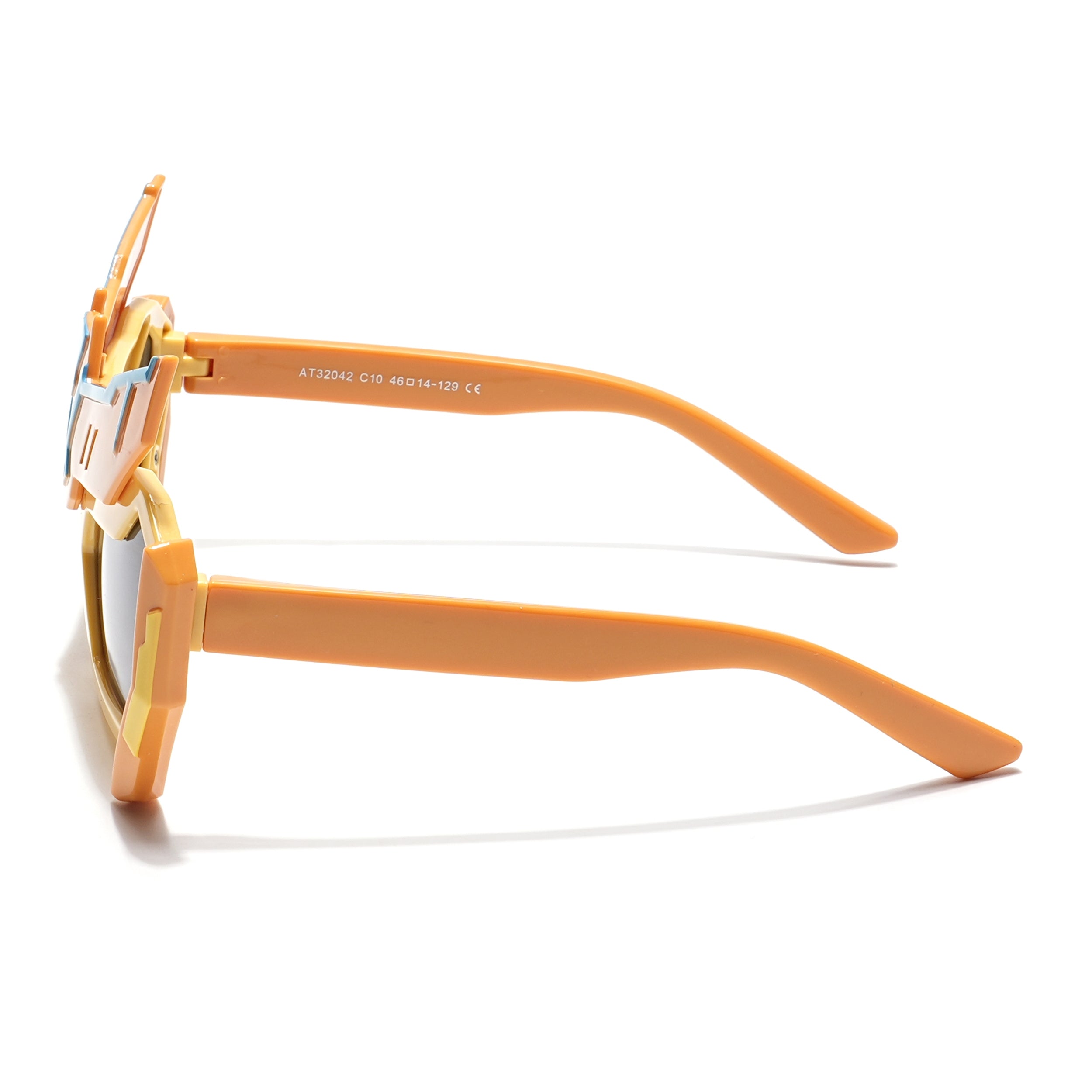 Rectangle Sunglasses for Kids -6 yrs To 12 yrs (Black Lens | Yellow Frame - PMG6075)