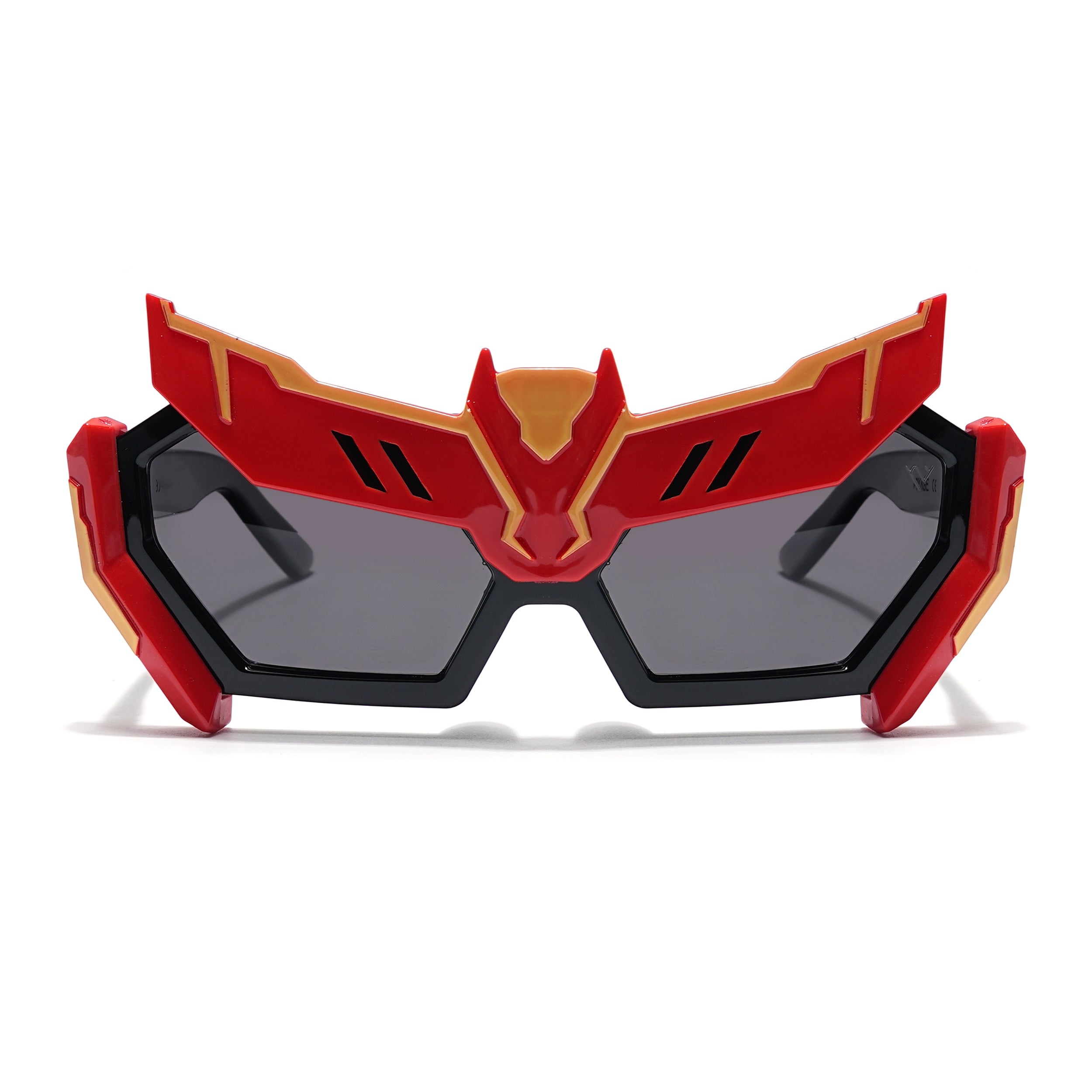 Rectangle Sunglasses for Kids -6 yrs To 12 yrs (Black Lens | Red & Black Frame - PMG6077)