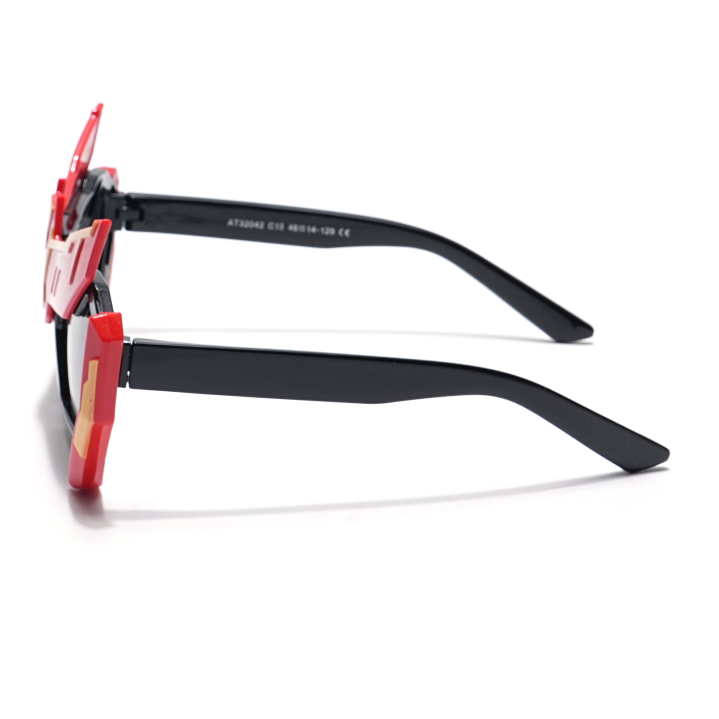 Rectangle Sunglasses for Kids -6 yrs To 12 yrs (Black Lens | Red & Black Frame - PMG6077)