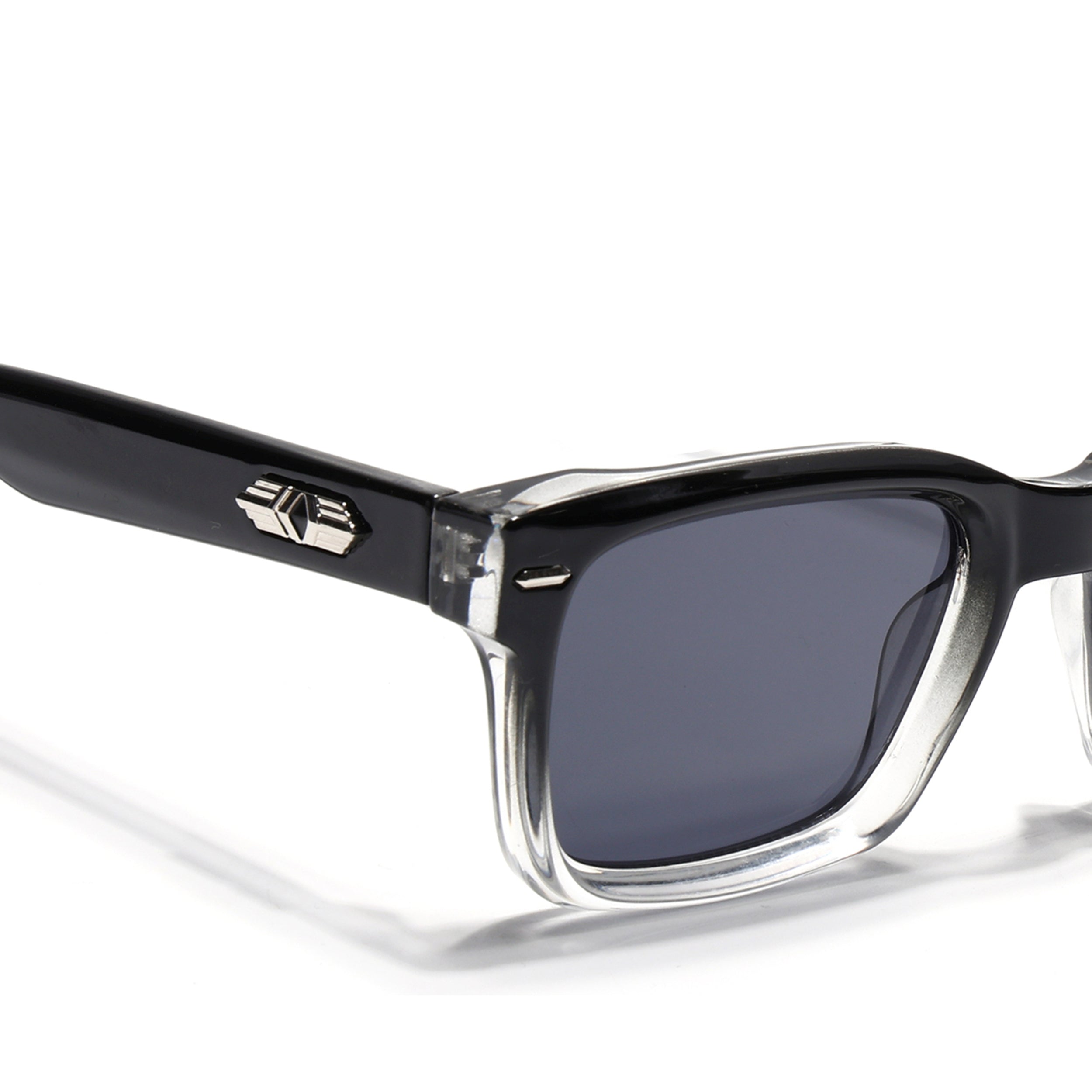 Square Sunglasses for Men & Women (Grey Lens | Black & Transparent Frame - MG7329)