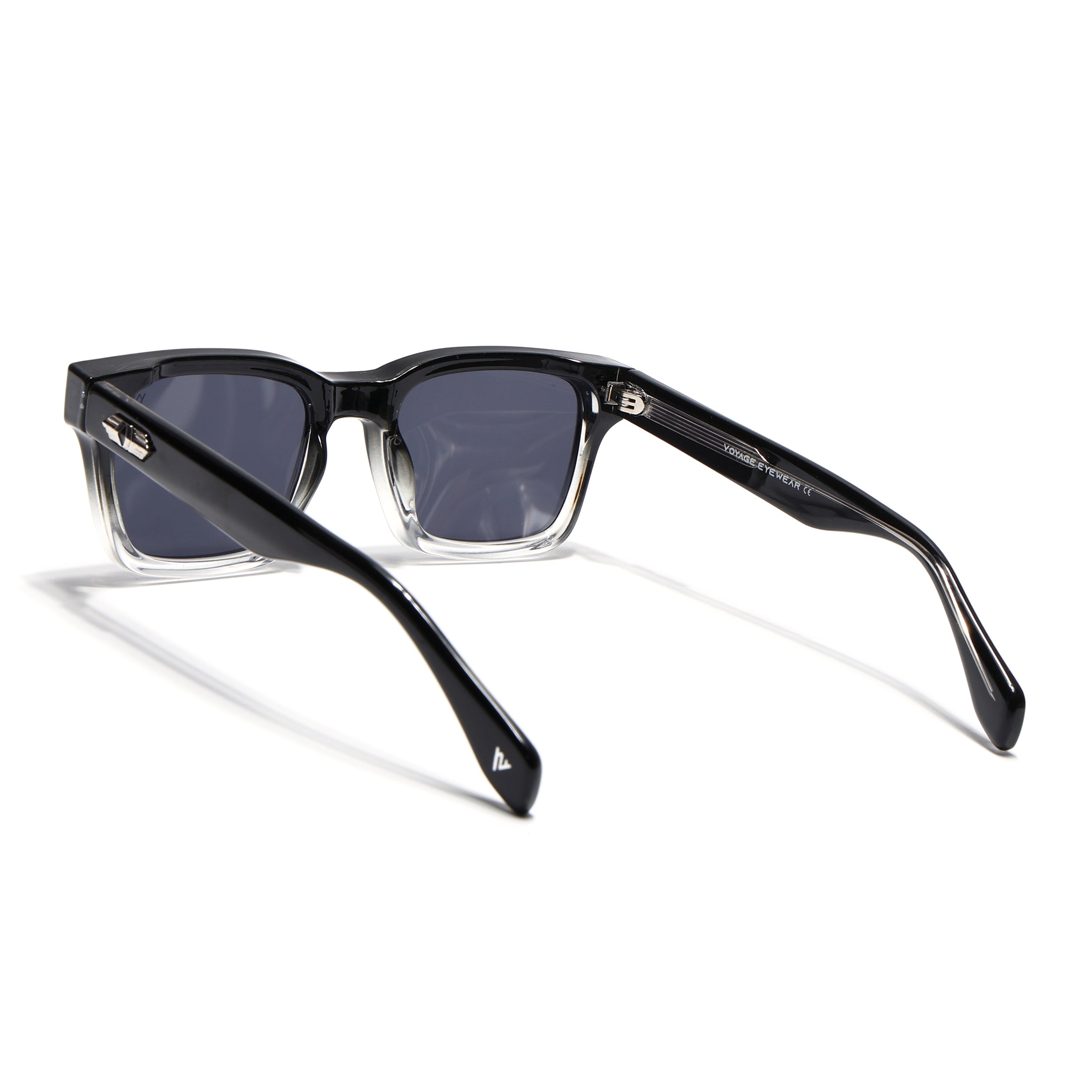 Square Sunglasses for Men & Women (Grey Lens | Black & Transparent Frame - MG7329)