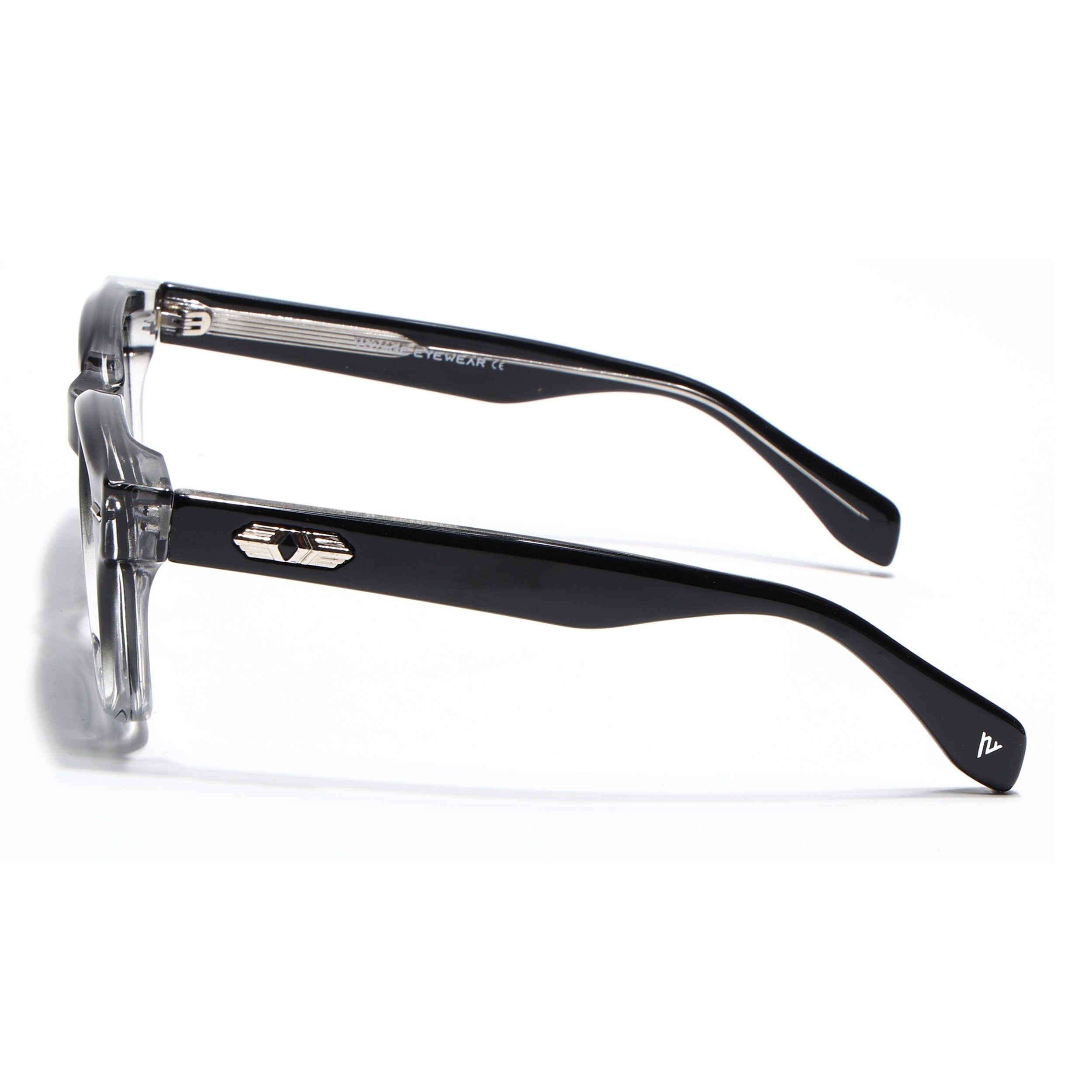 Square Sunglasses for Men & Women (Grey Lens | Black & Transparent Frame - MG7329)