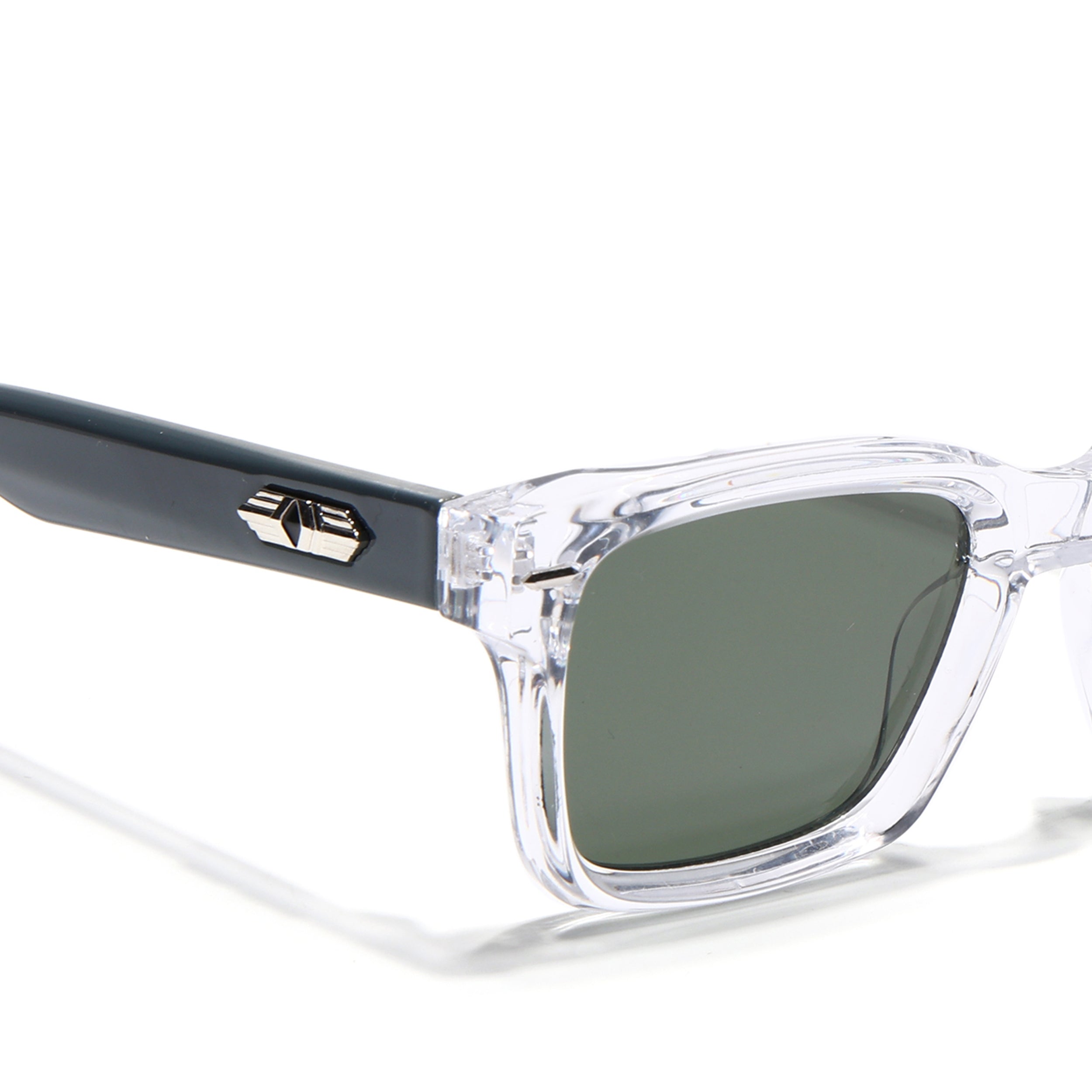 Square Sunglasses for Men & Women (Green Lens | Transparent Frame - MG7333)