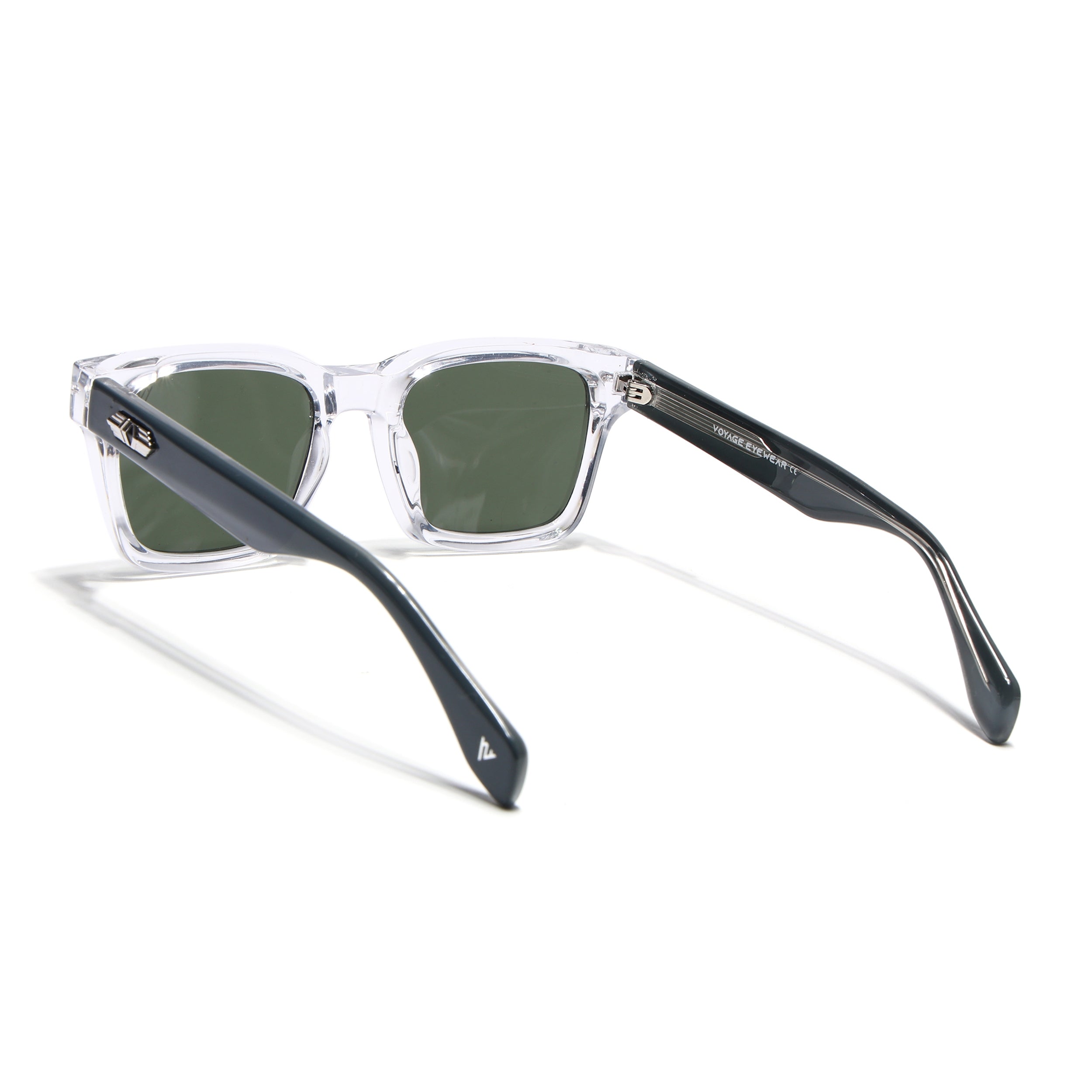 Square Sunglasses for Men & Women (Green Lens | Transparent Frame - MG7333)