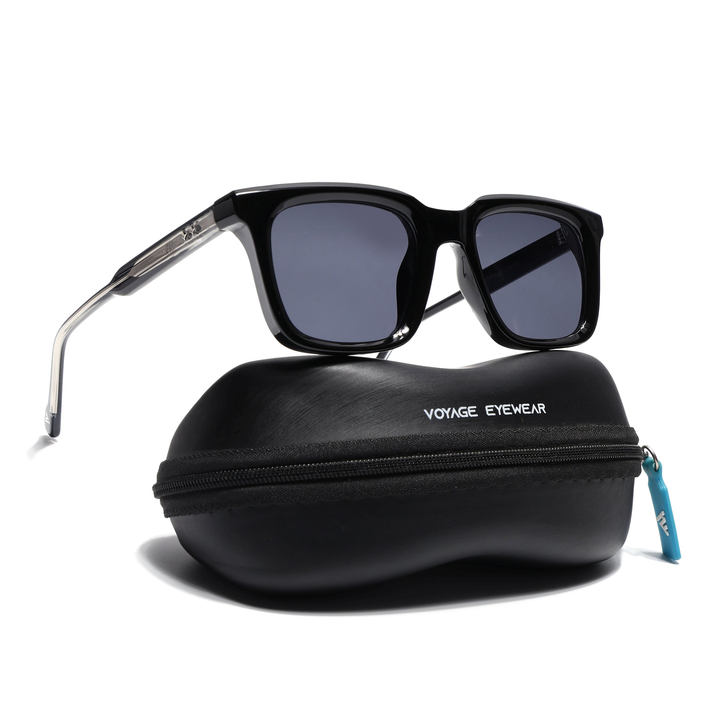 Square Sunglasses for Men & Women (Grey Lens | Shine Black Frame - MG7335)