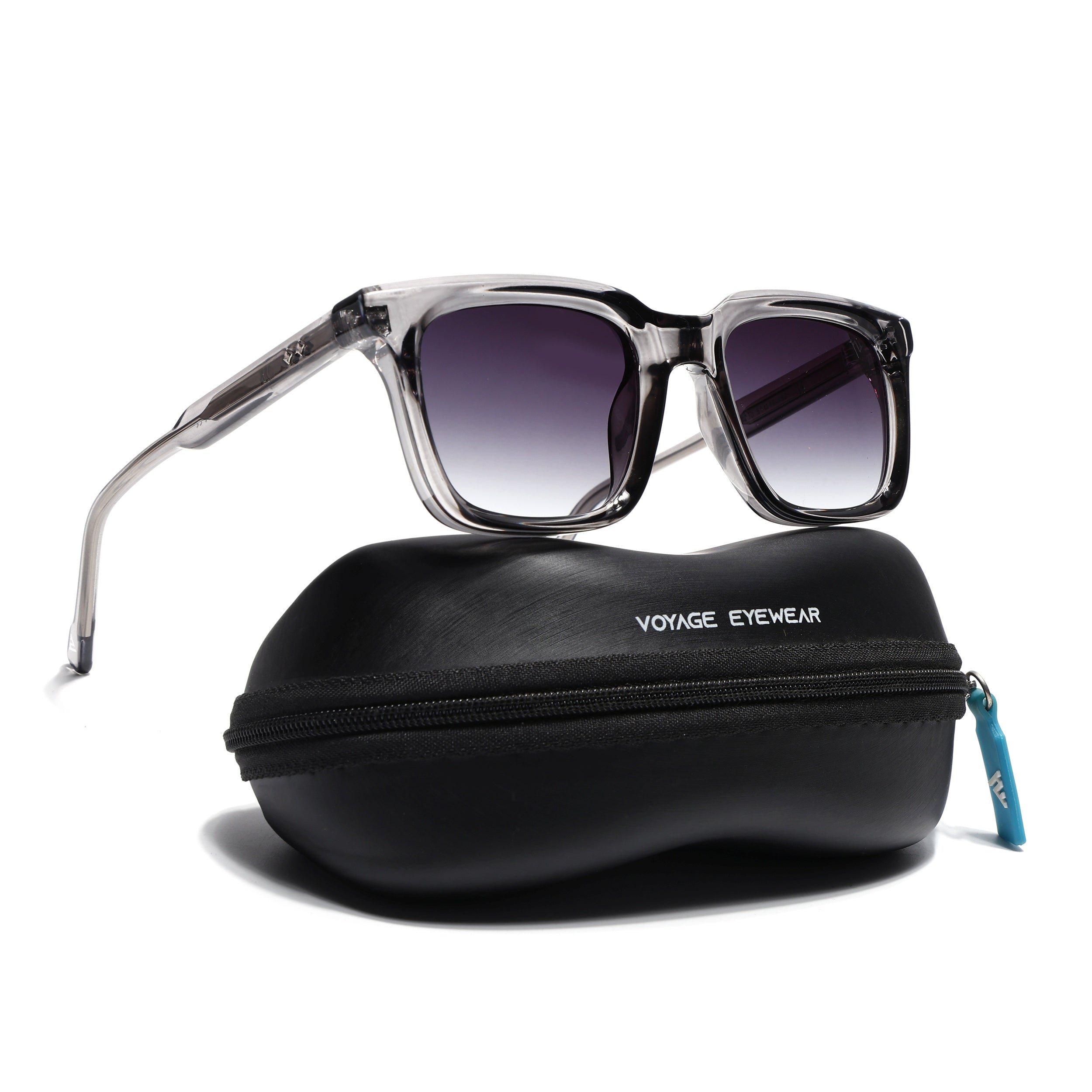 Square Sunglasses for Men & Women (Grey & Clear Lens | Grey Frame - MG7336)
