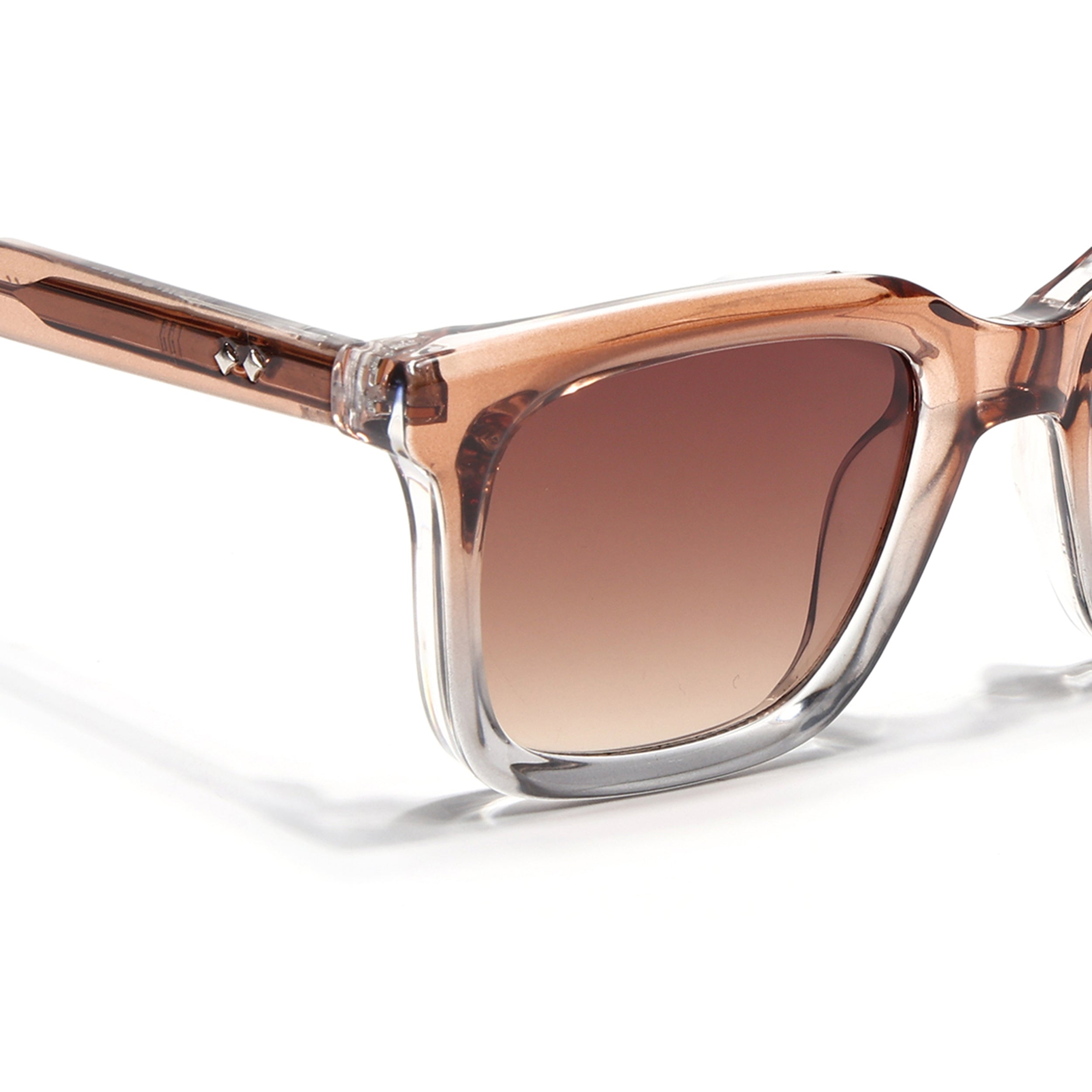 Square Sunglasses for Men & Women (Brown & Clear Lens | Brown & Transparent Frame - MG7338)