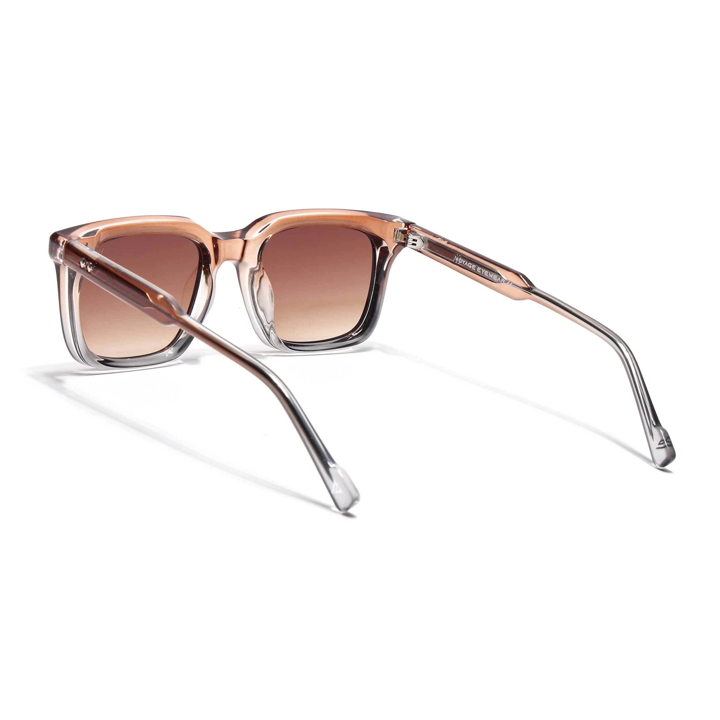 Square Sunglasses for Men & Women (Brown & Clear Lens | Brown & Transparent Frame - MG7338)