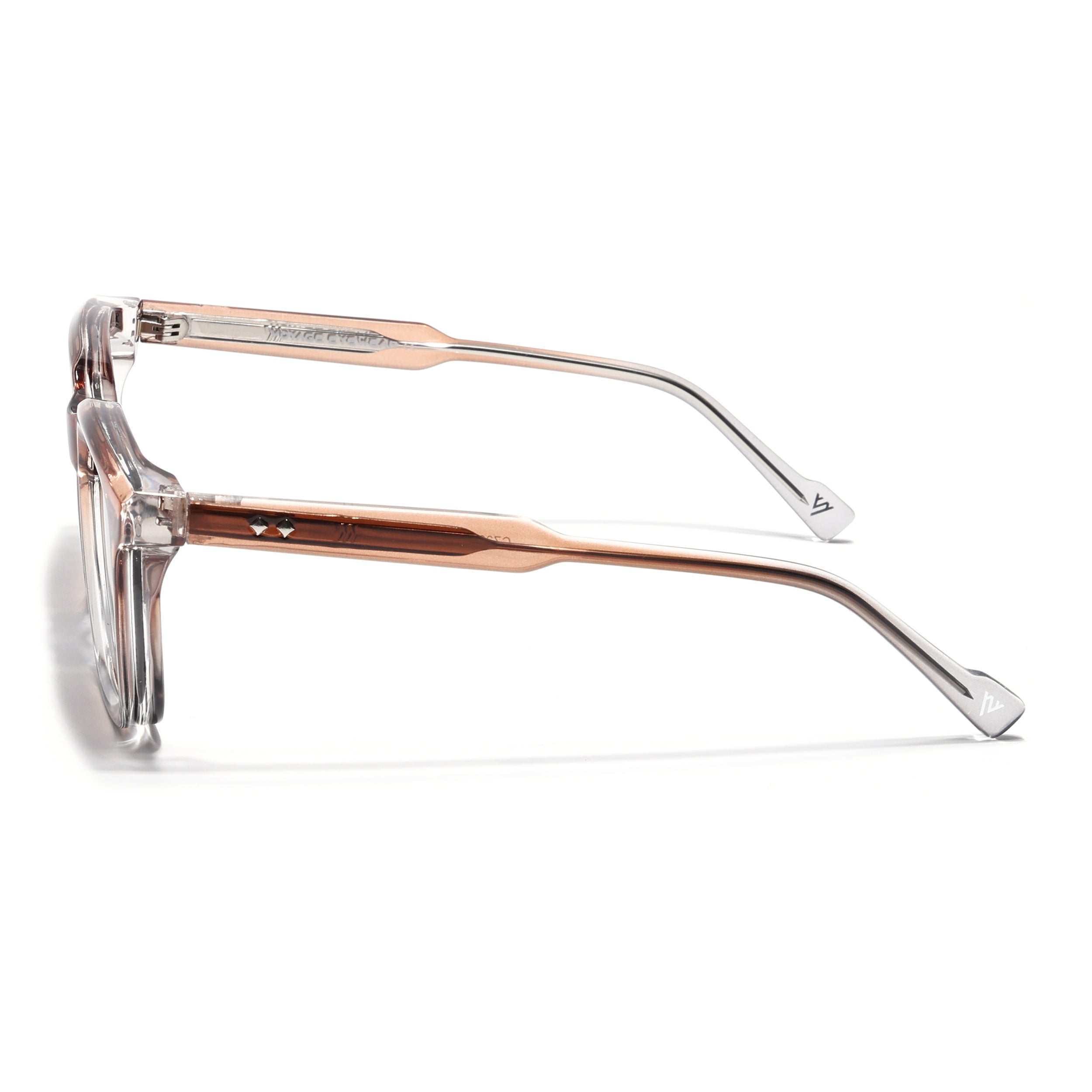 Square Sunglasses for Men & Women (Brown & Clear Lens | Brown & Transparent Frame - MG7338)