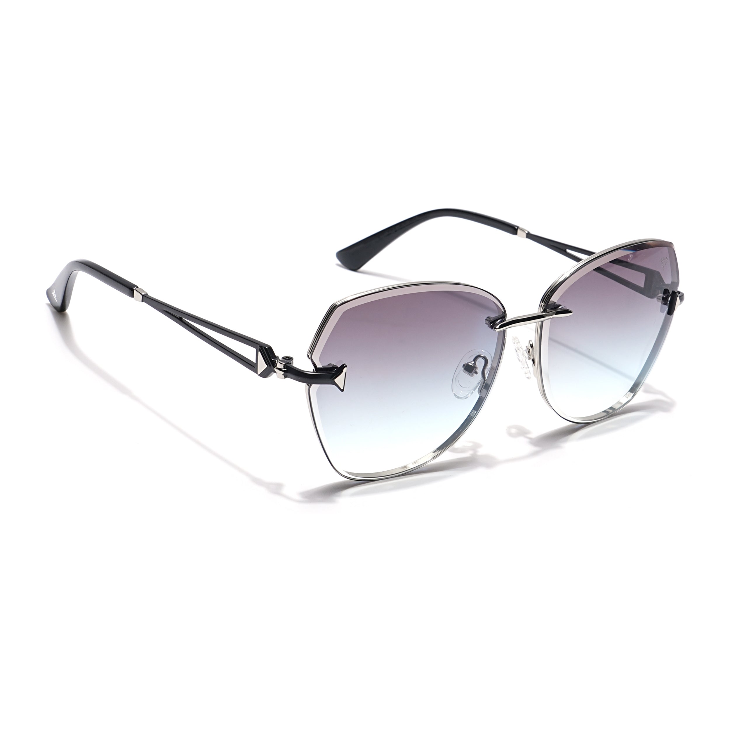 Voyage Select Oval Sunglasses for Women (Grey & Clear Lens | Silver Frame - SLMG6232)