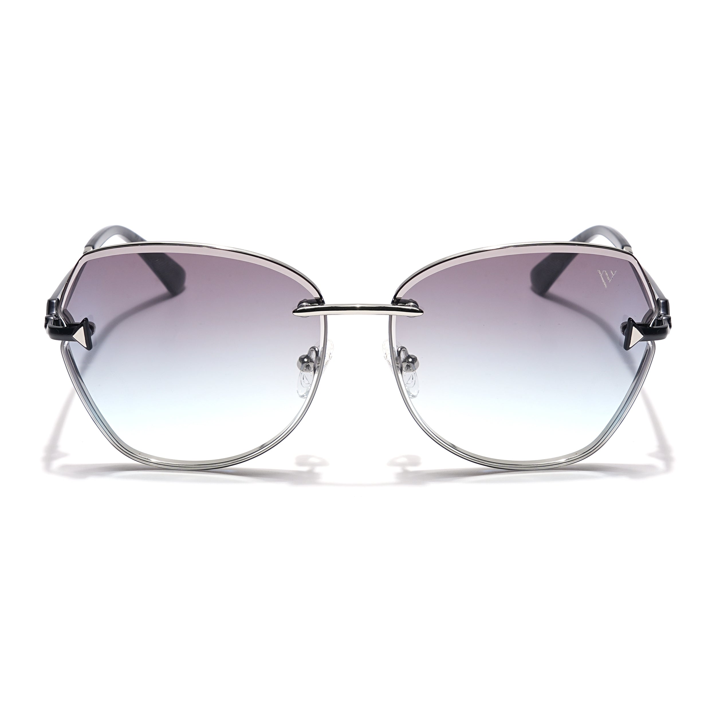 Voyage Select Oval Sunglasses for Women (Grey & Clear Lens | Silver Frame - SLMG6232)