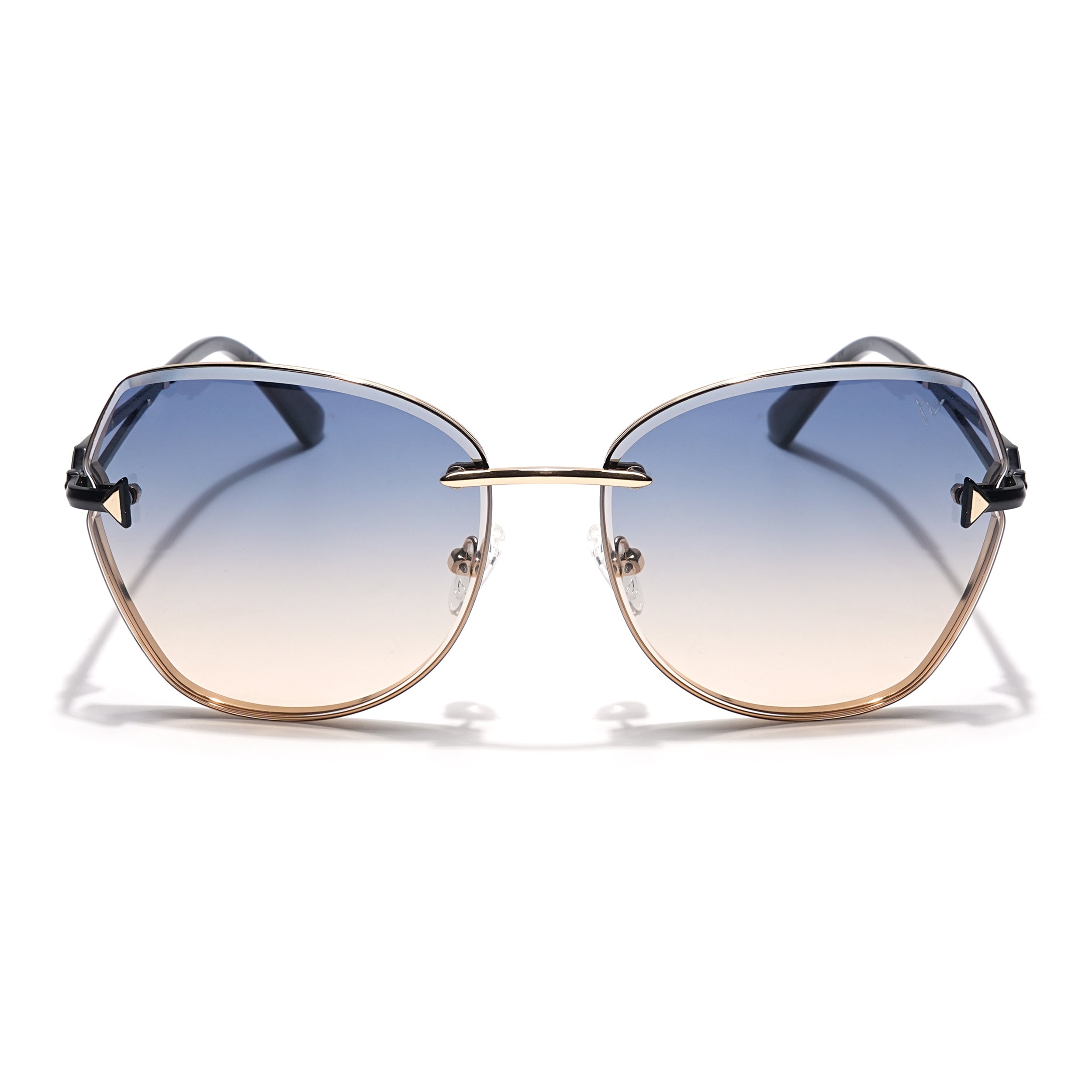 Voyage Select Oval Sunglasses for Women (Grey & Brown Lens | Golden Frame - SLMG6233)