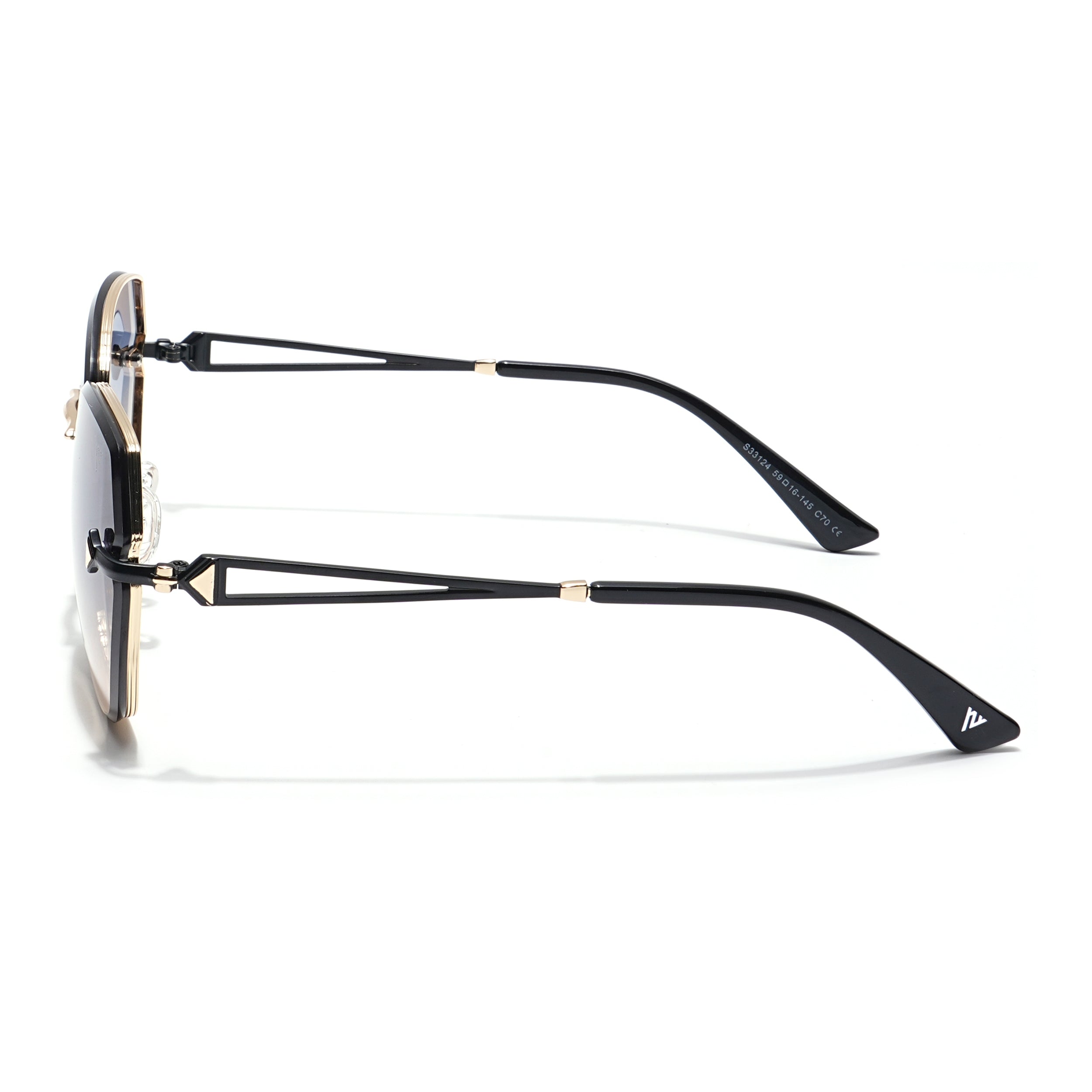 Voyage Select Oval Sunglasses for Women (Grey & Brown Lens | Golden Frame - SLMG6233)