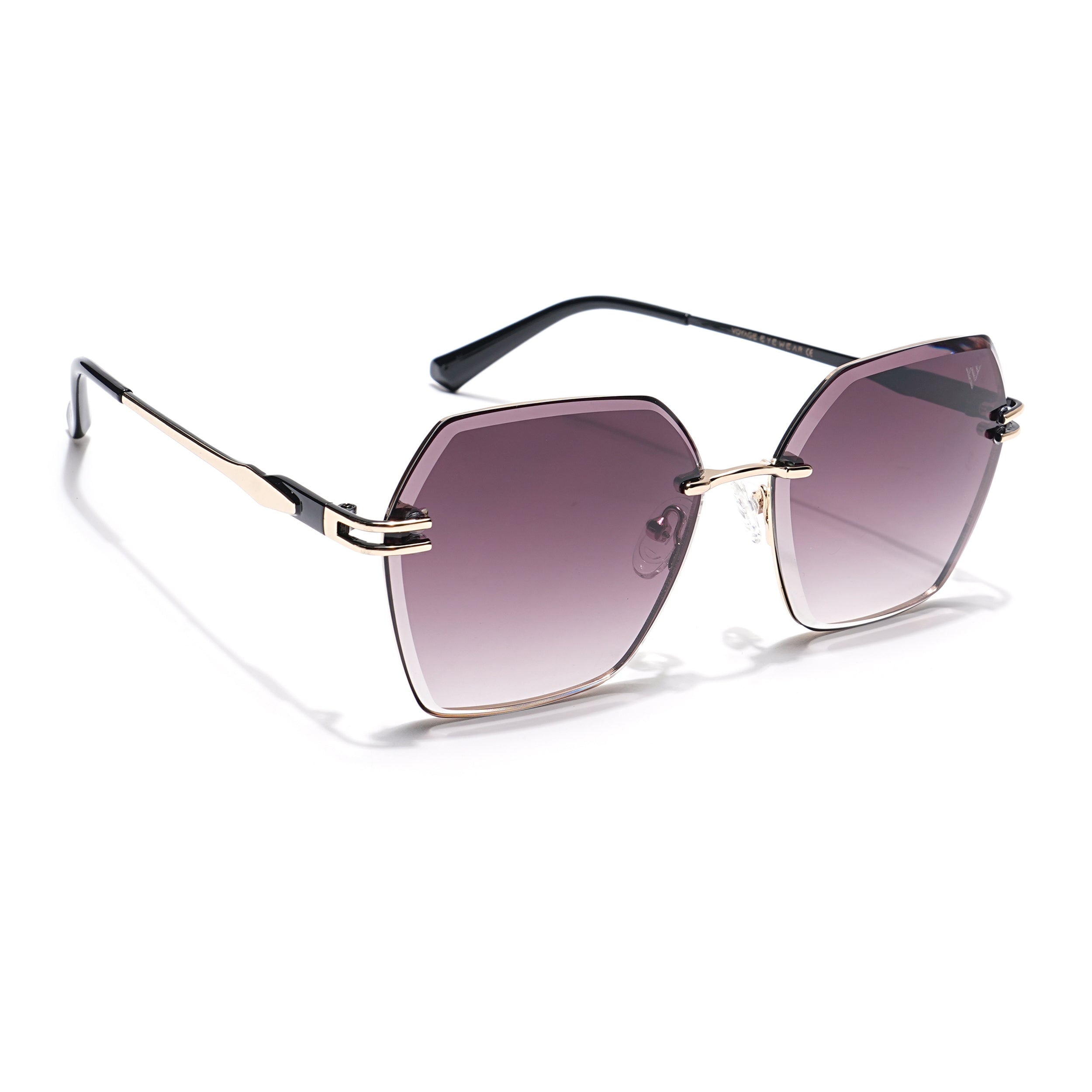 Voyage Select Over Size Sunglasses (Brown & Clear Lens | Golden Frame - SLMG6252)