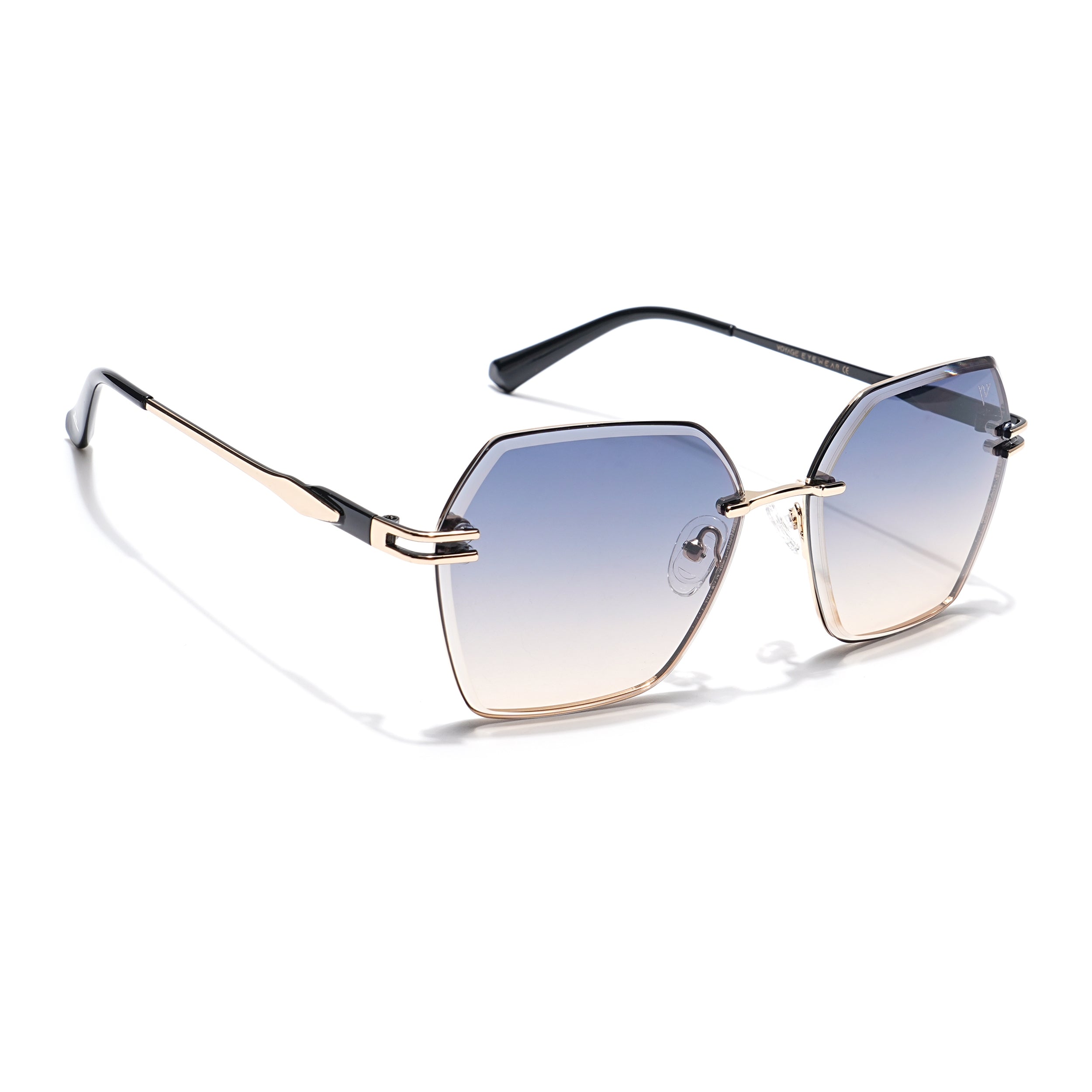 Voyage Select Over Size Sunglasses (Grey & Wine Lens | Golden Frame - SLMG6254)