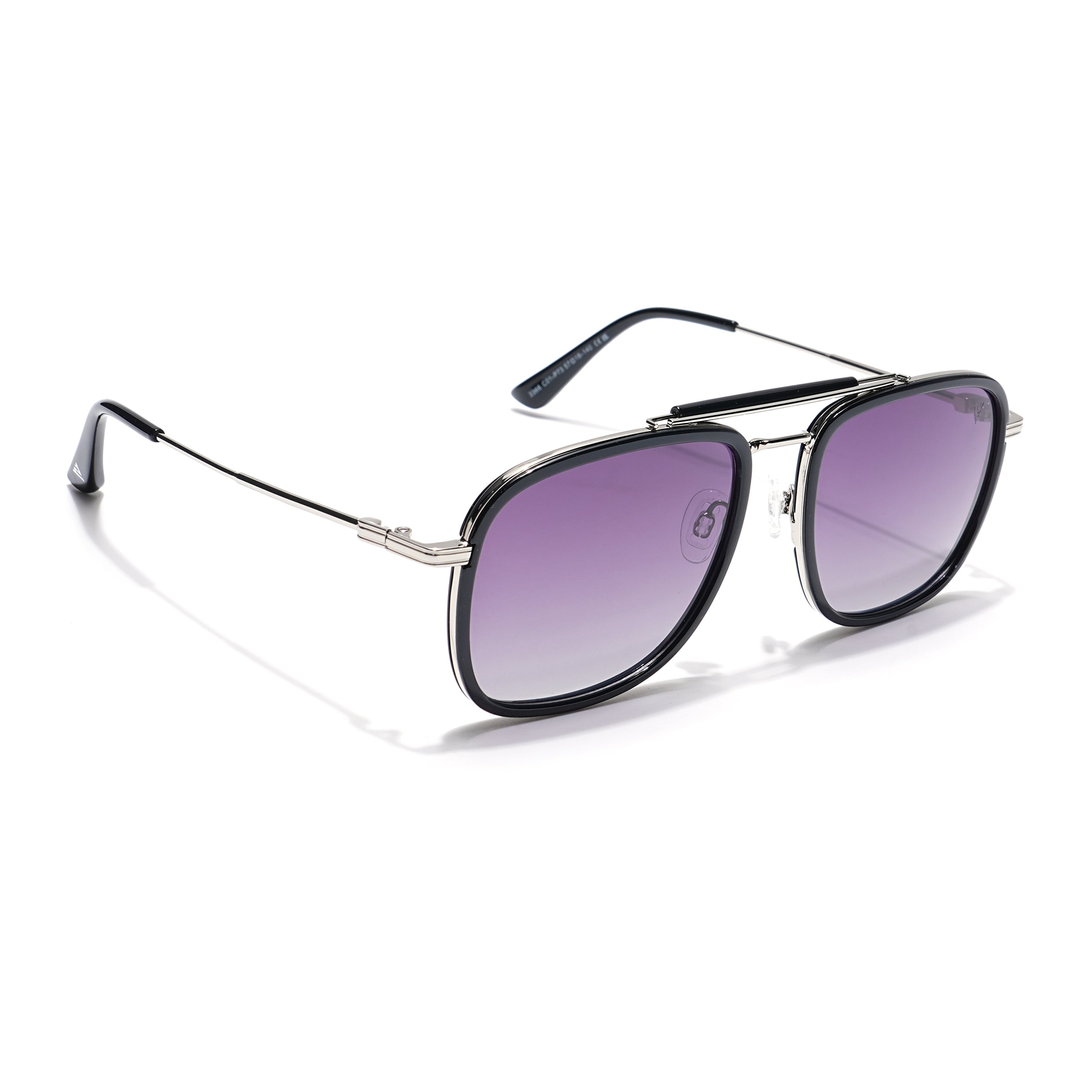 Voyage Select Wayfarer Sunglasses (Light Purple & Clear Lens | Black & Silver Frame - SLPMG6259)