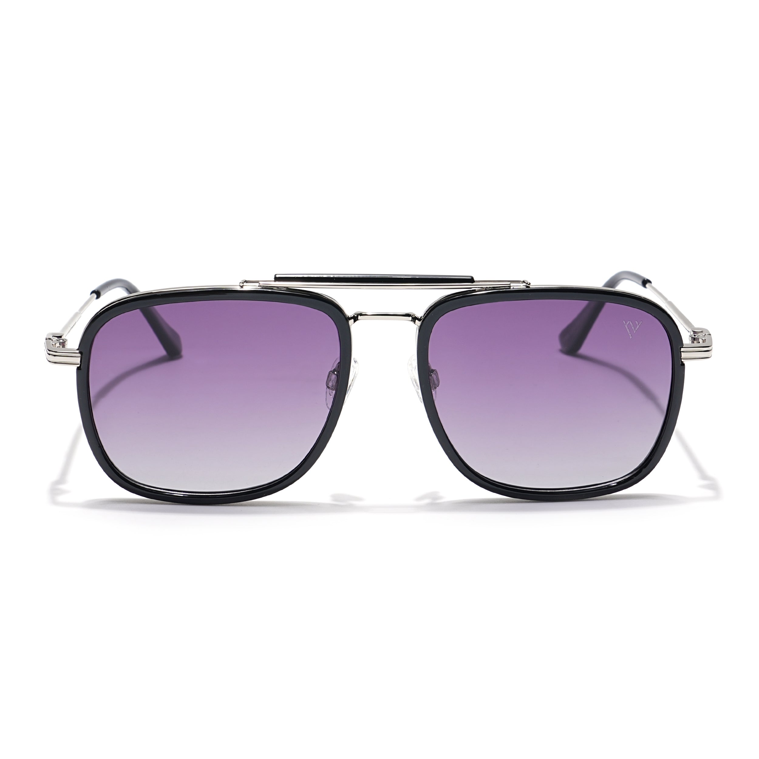 Voyage Select Wayfarer Sunglasses (Light Purple & Clear Lens | Black & Silver Frame - SLPMG6259)