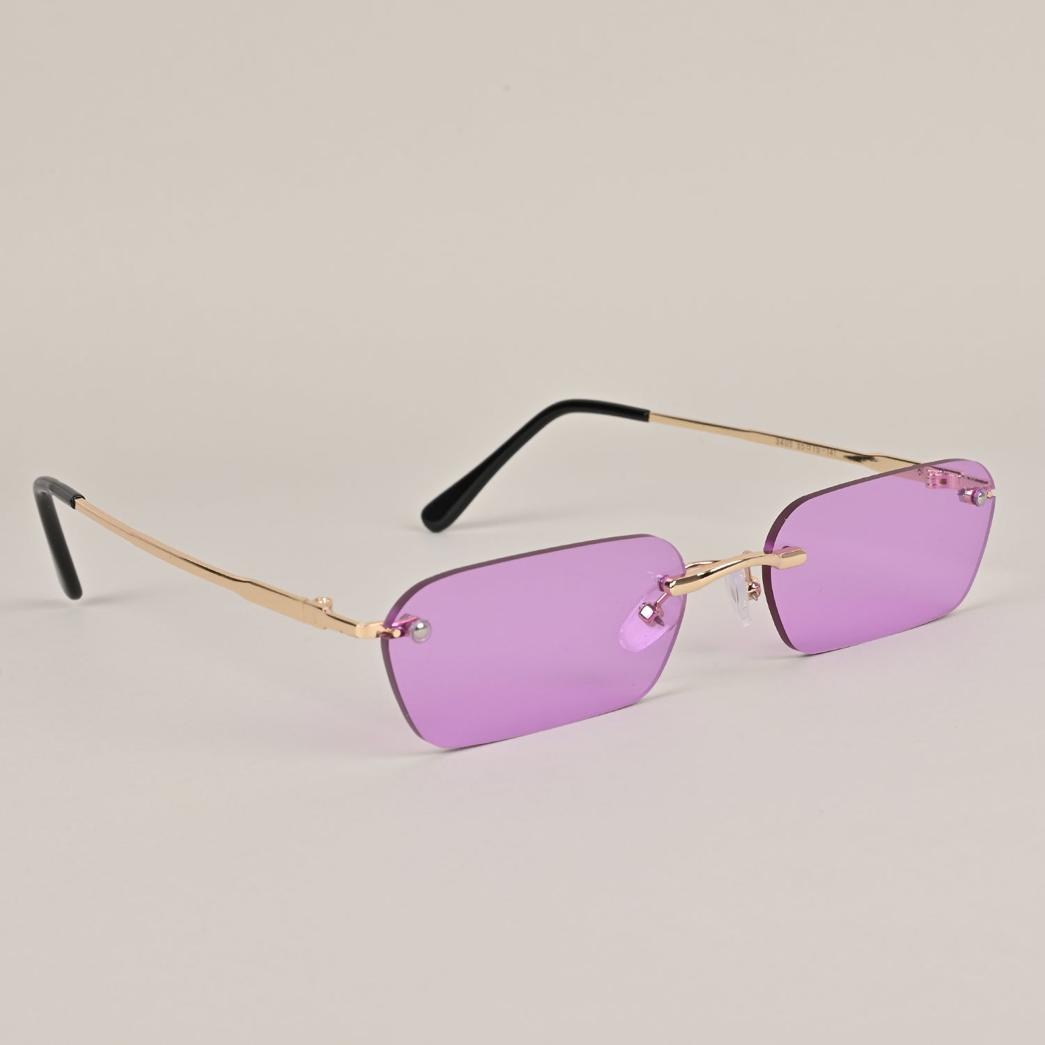 Voyage Purple Rimless Rectangle Sunglasses MG3787